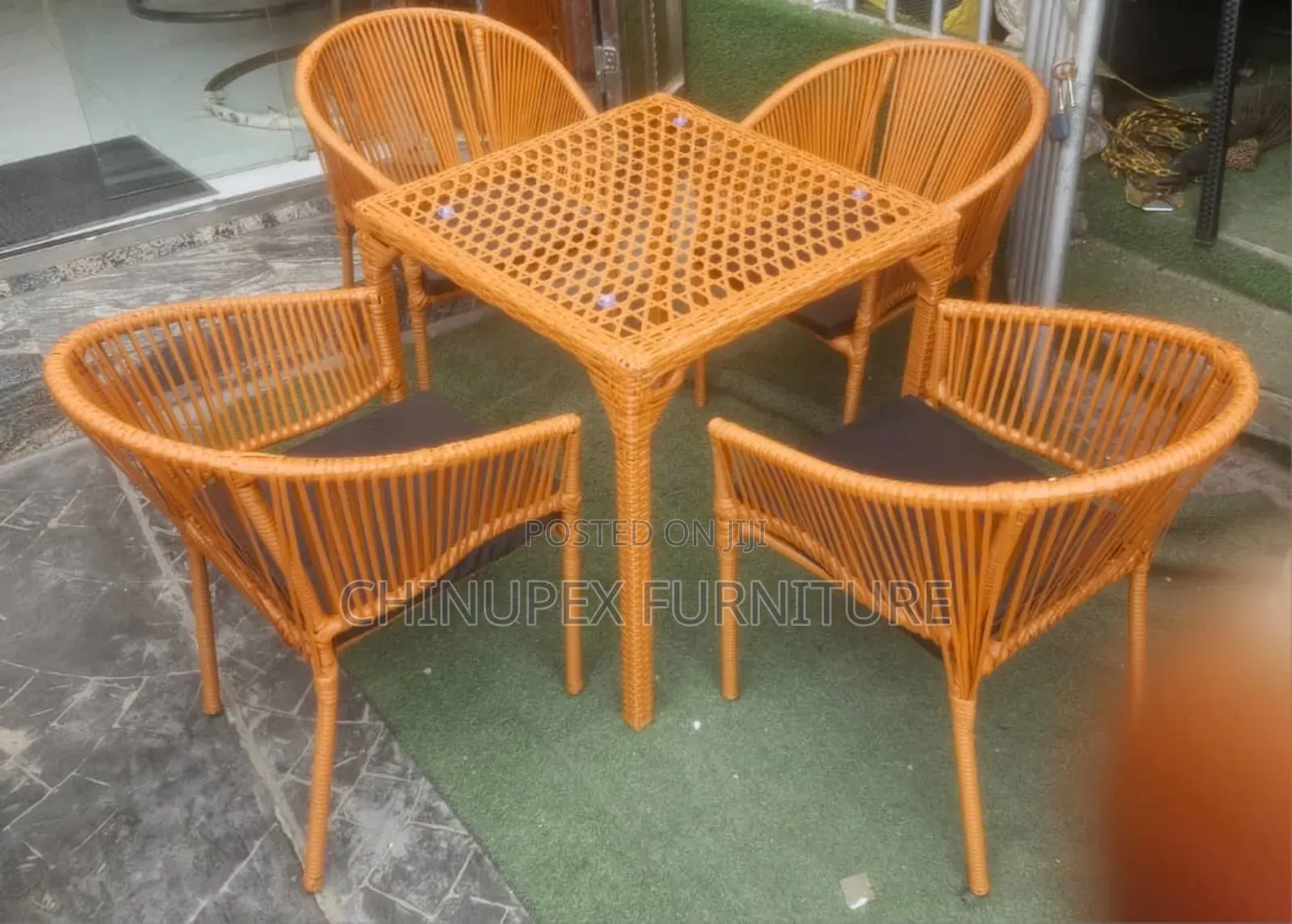 By 4 Seaters Rattan Chairs With Table