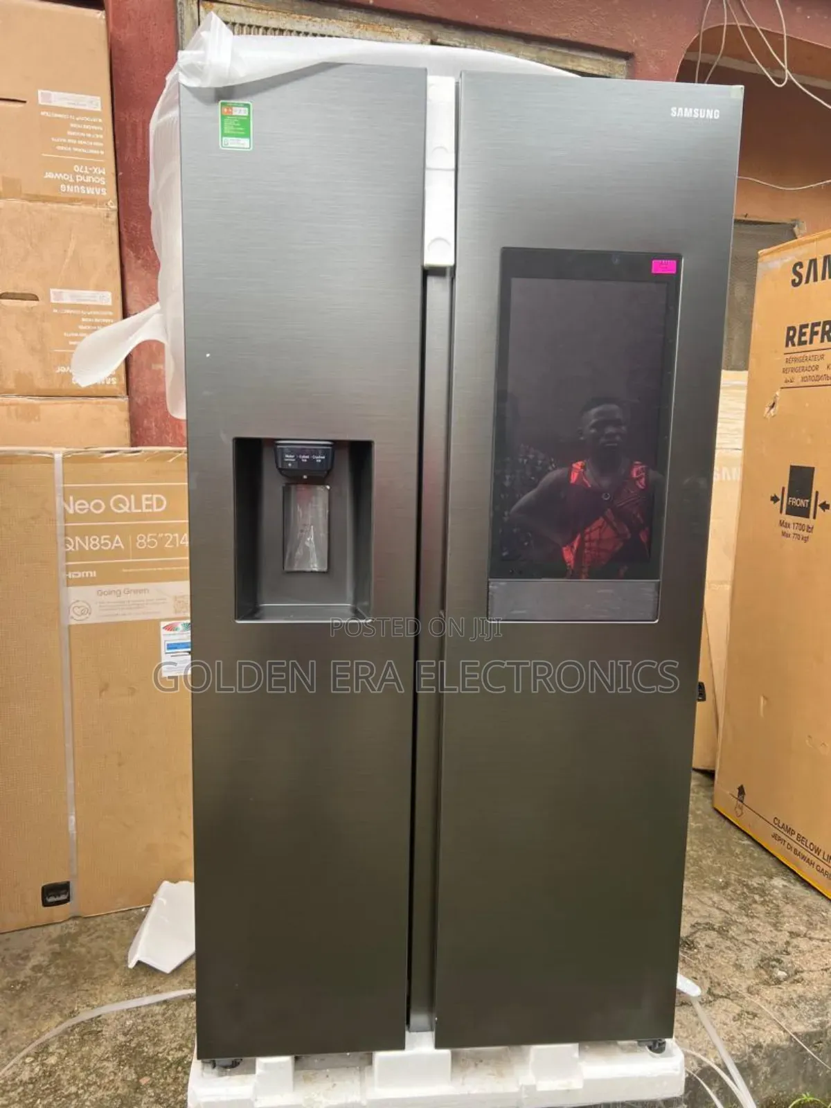 Side by Side Fridge With Display Television