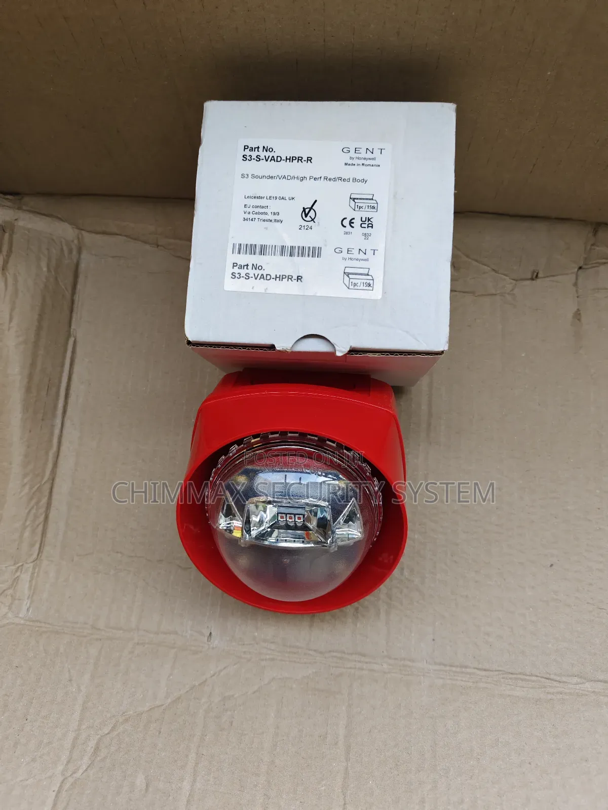 S3-s-vad-hpr-r Gent Addressable Red Body Sounder/High Power Strobe