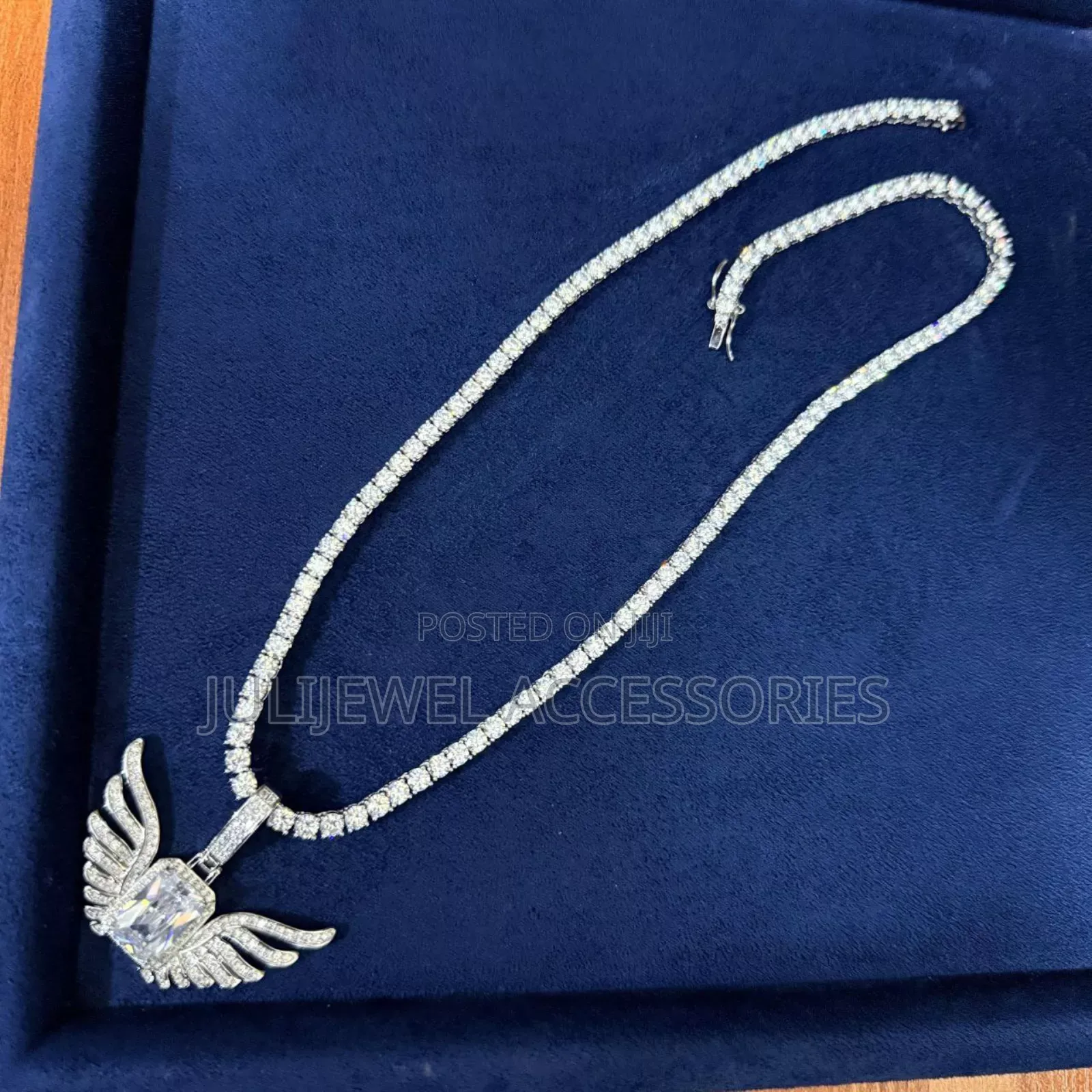 Cubic Zirconia Tennis Stone Men Necklace With Pendant