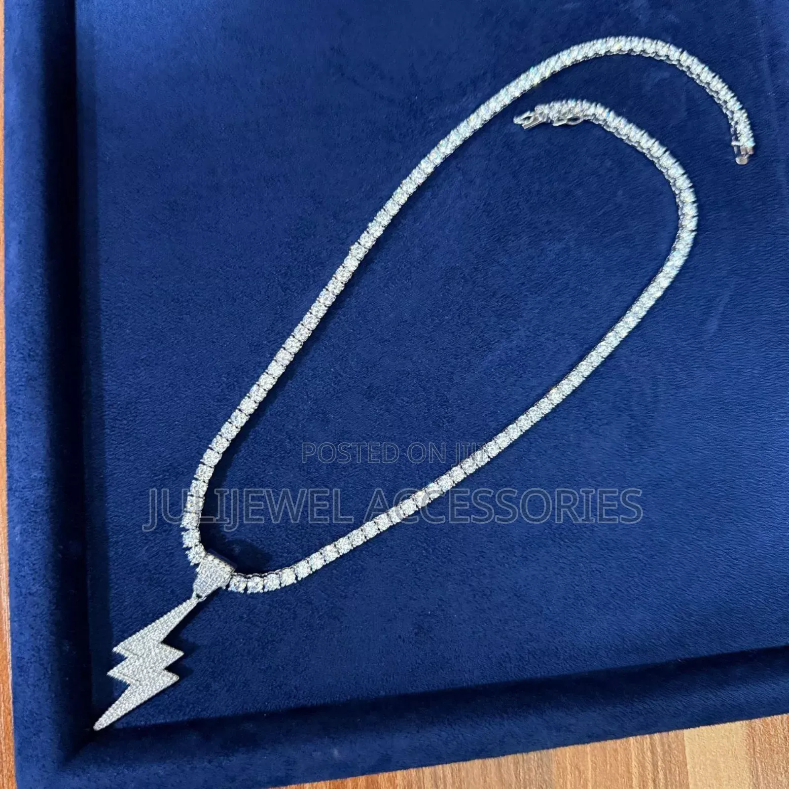Cubic Zirconia Tennis Stone Men Necklace With Pendant