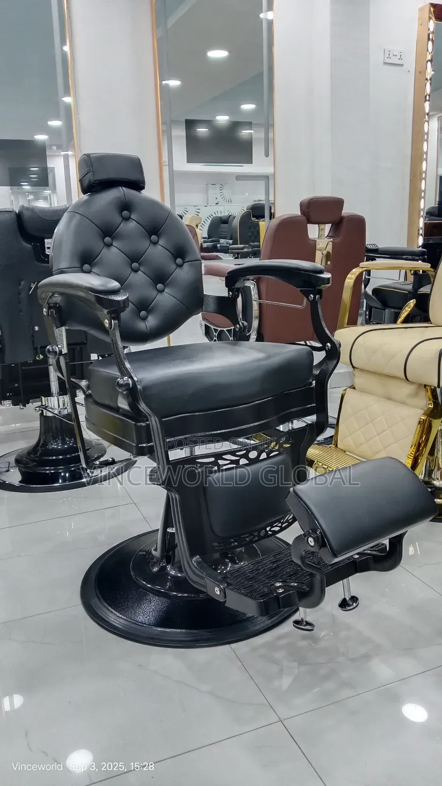 All Black Metal Barber Chair