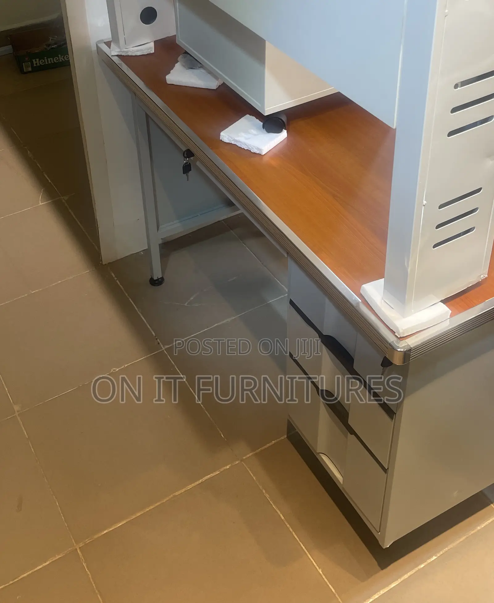 Modern Metal Computer Desk Imported Design With 3 Silent-Glide Drawers