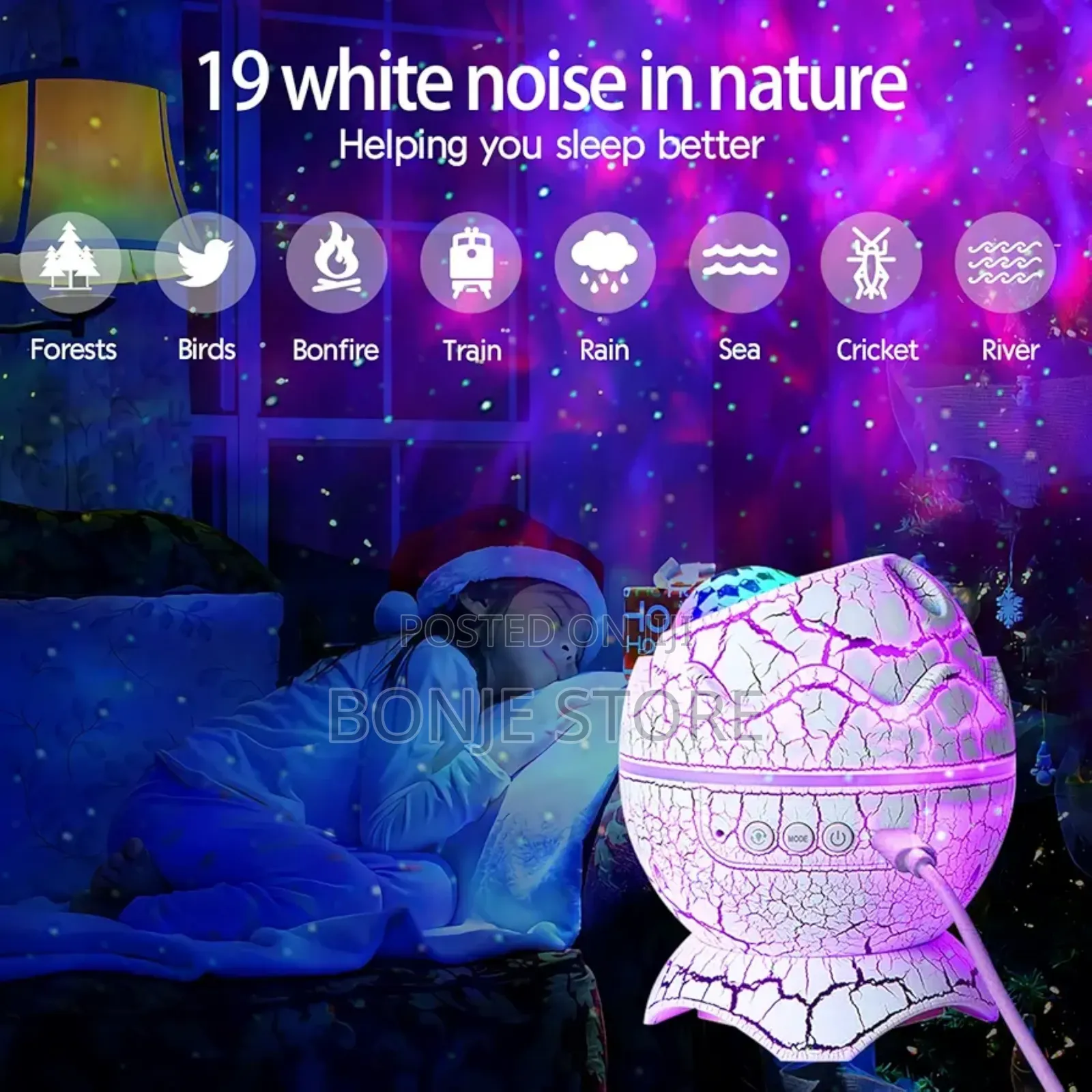 Dinosaur Egg Sky Projector Wireless Music Player, Mist, Remote Control