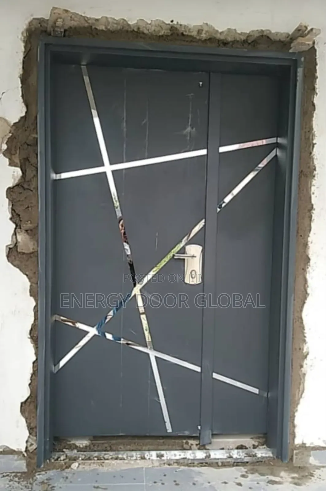 Multi-Silverline 2100mm by 1200mm Gray Isreali Exterior Steel Door