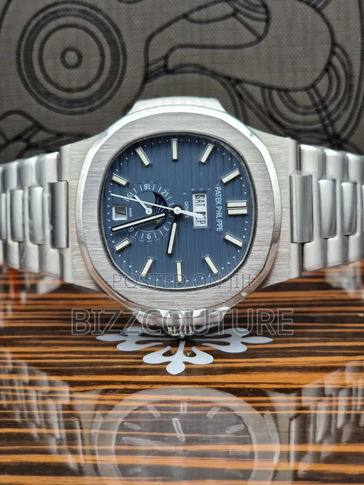 Original Patek Philippe Silver Stainless Steel Calendar Quartz Watch