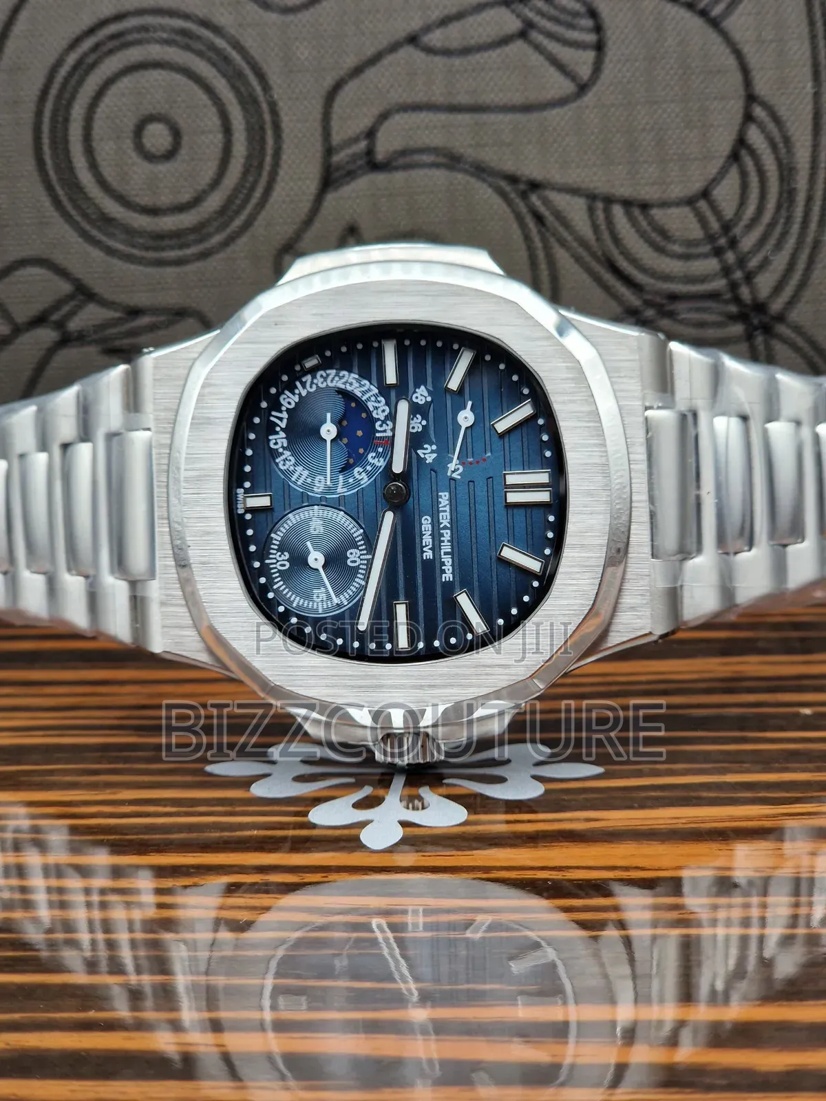 Original Patek Philippe Silver Stainlesssteel Chronograph Quartz Watch