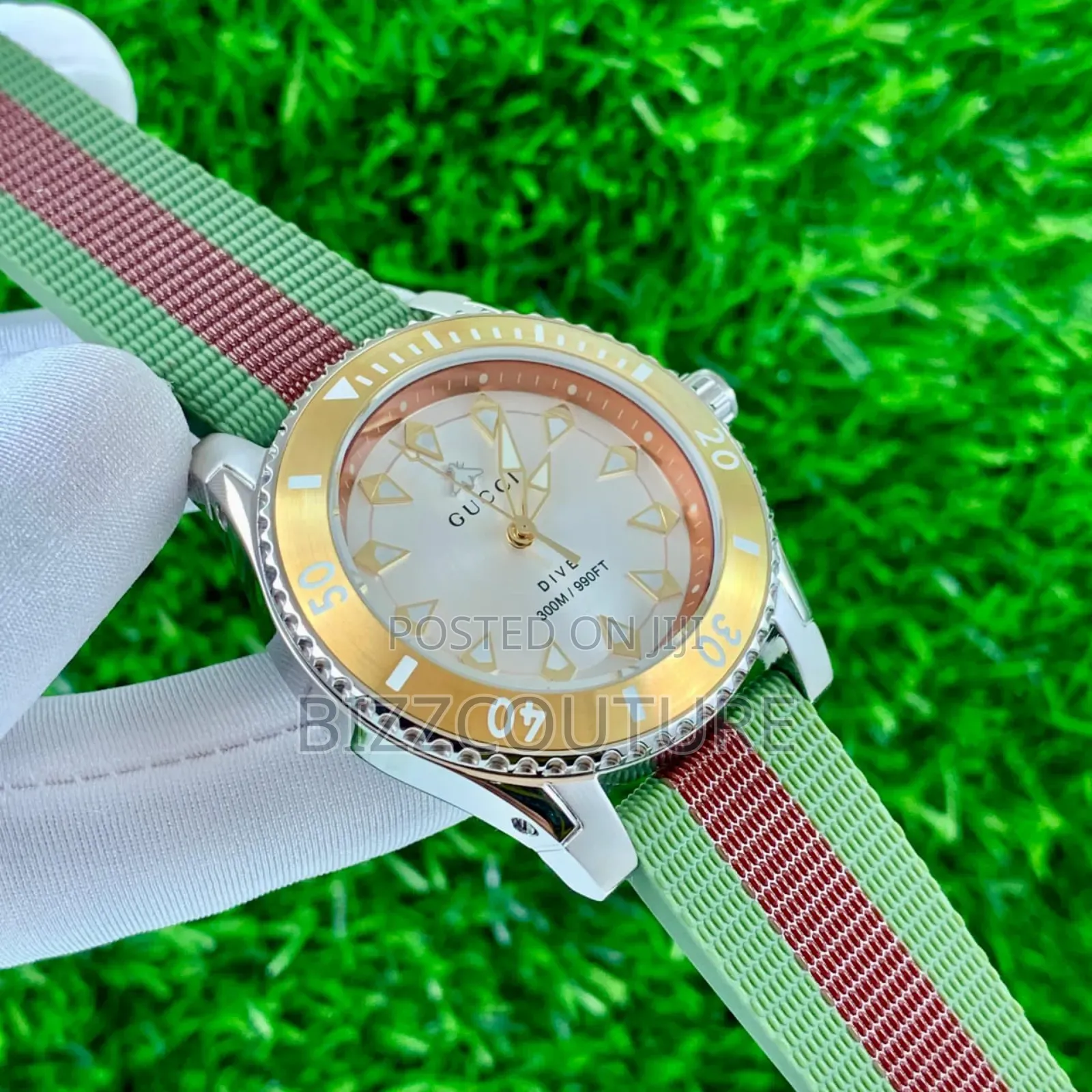 Original Gucci Faux Leather Two-Tone Strap, Quartz Watch