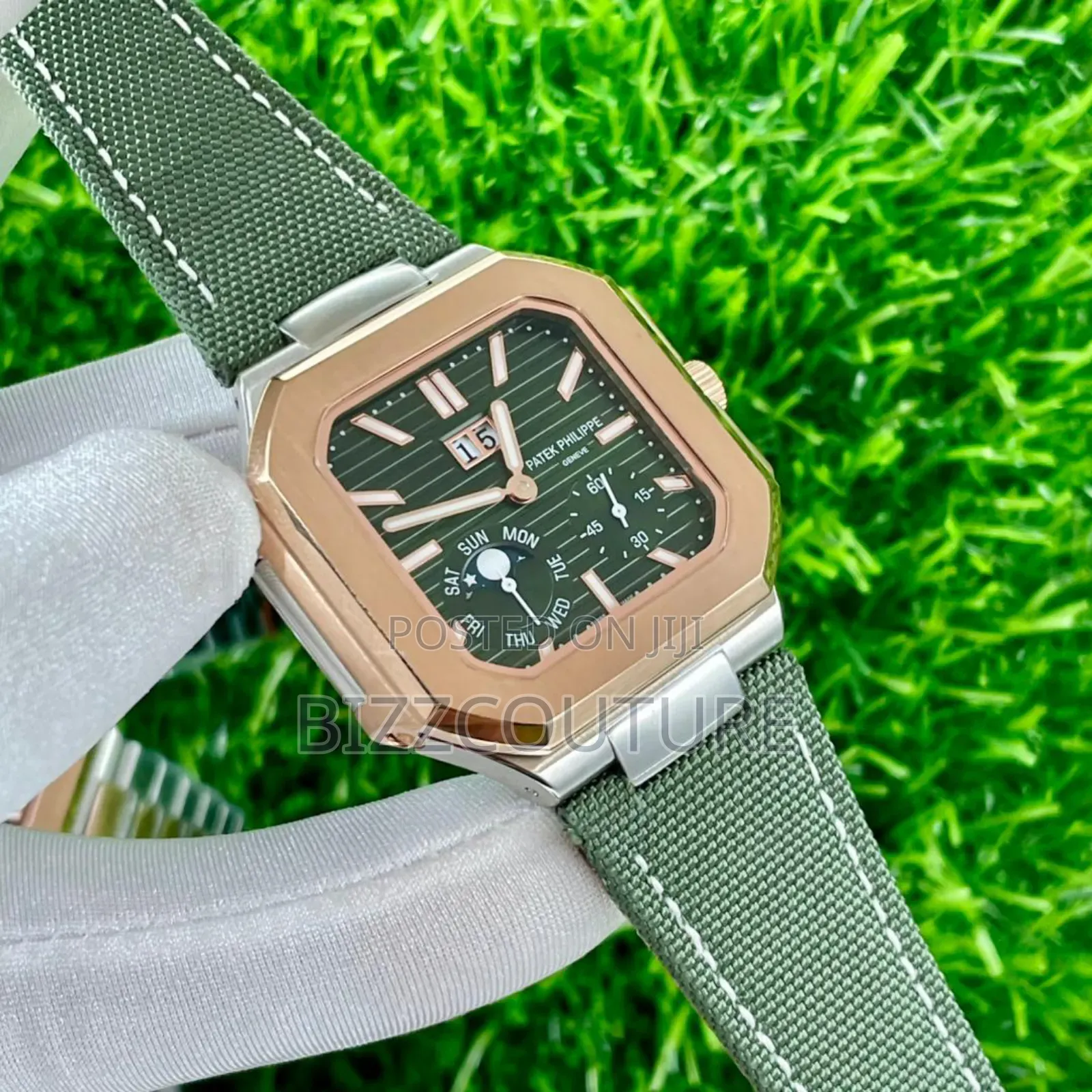 Original Patek Philippe Green Faux Leather Strap, Quartz Watch