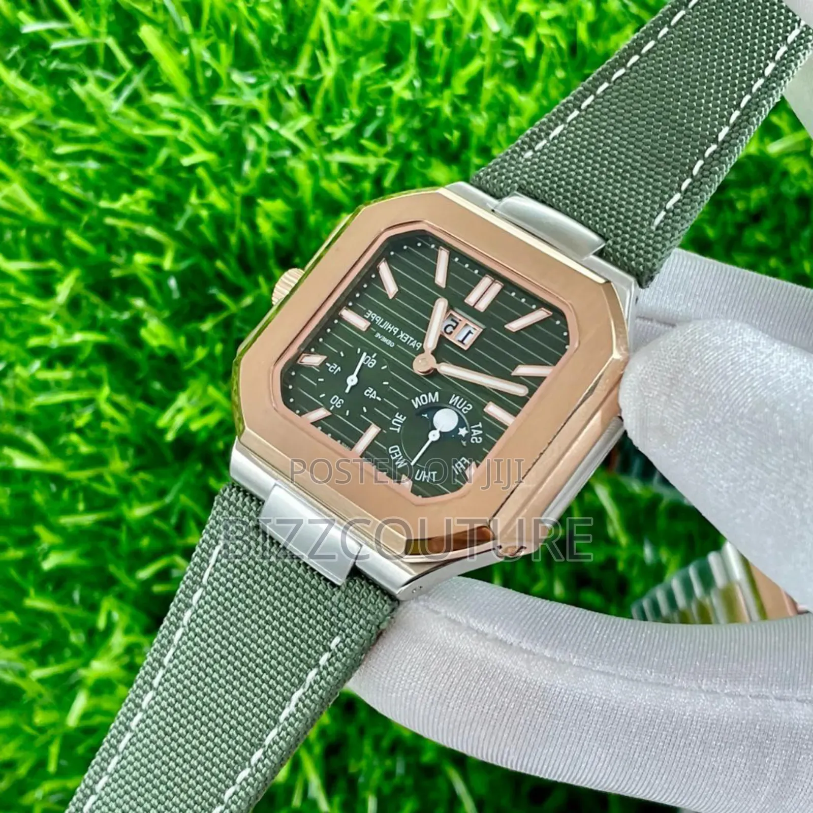 Original Patek Philippe Green Faux Leather Strap, Quartz Watch