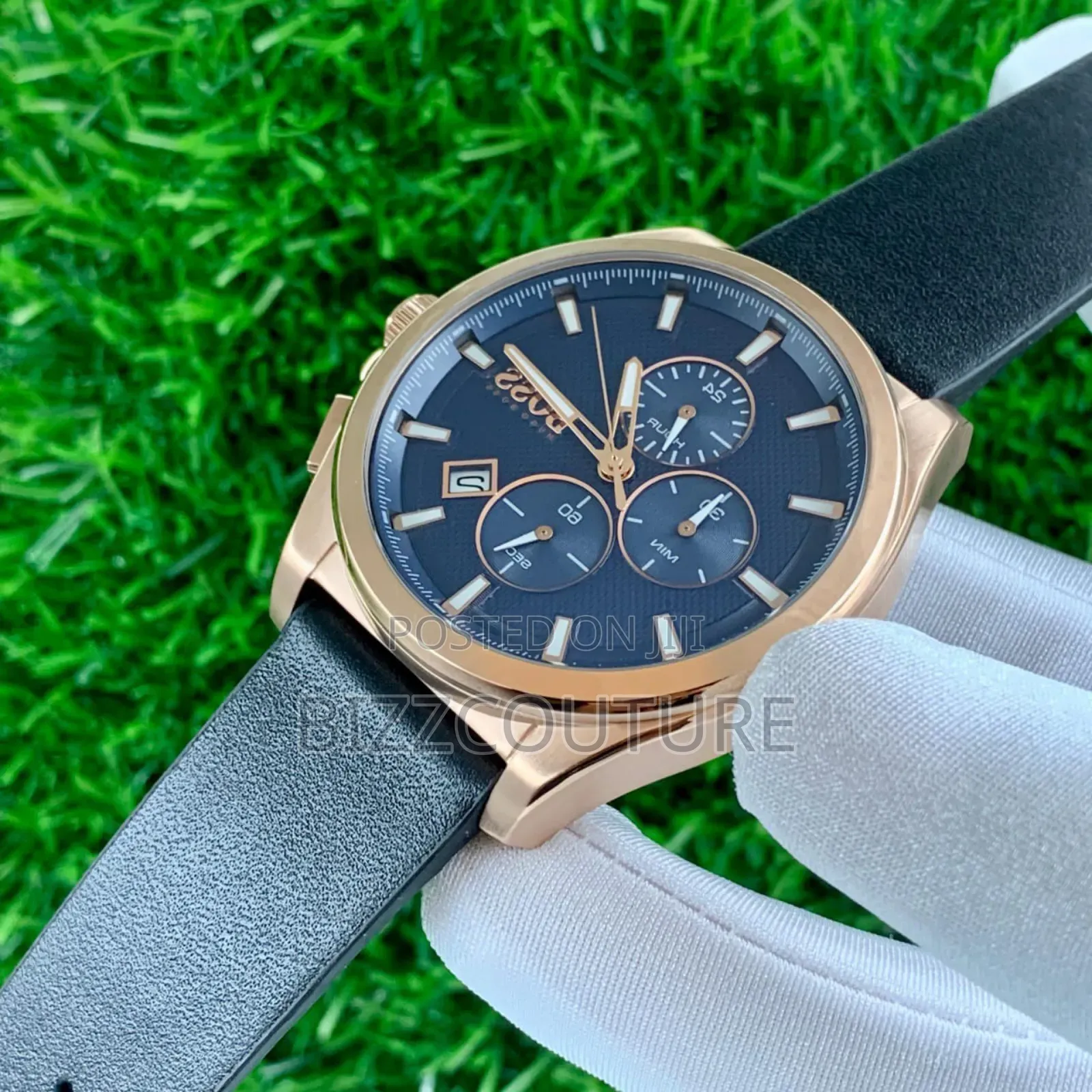 Original Boss Black Genuine Leather Strap, Chronograph Quartz Watch