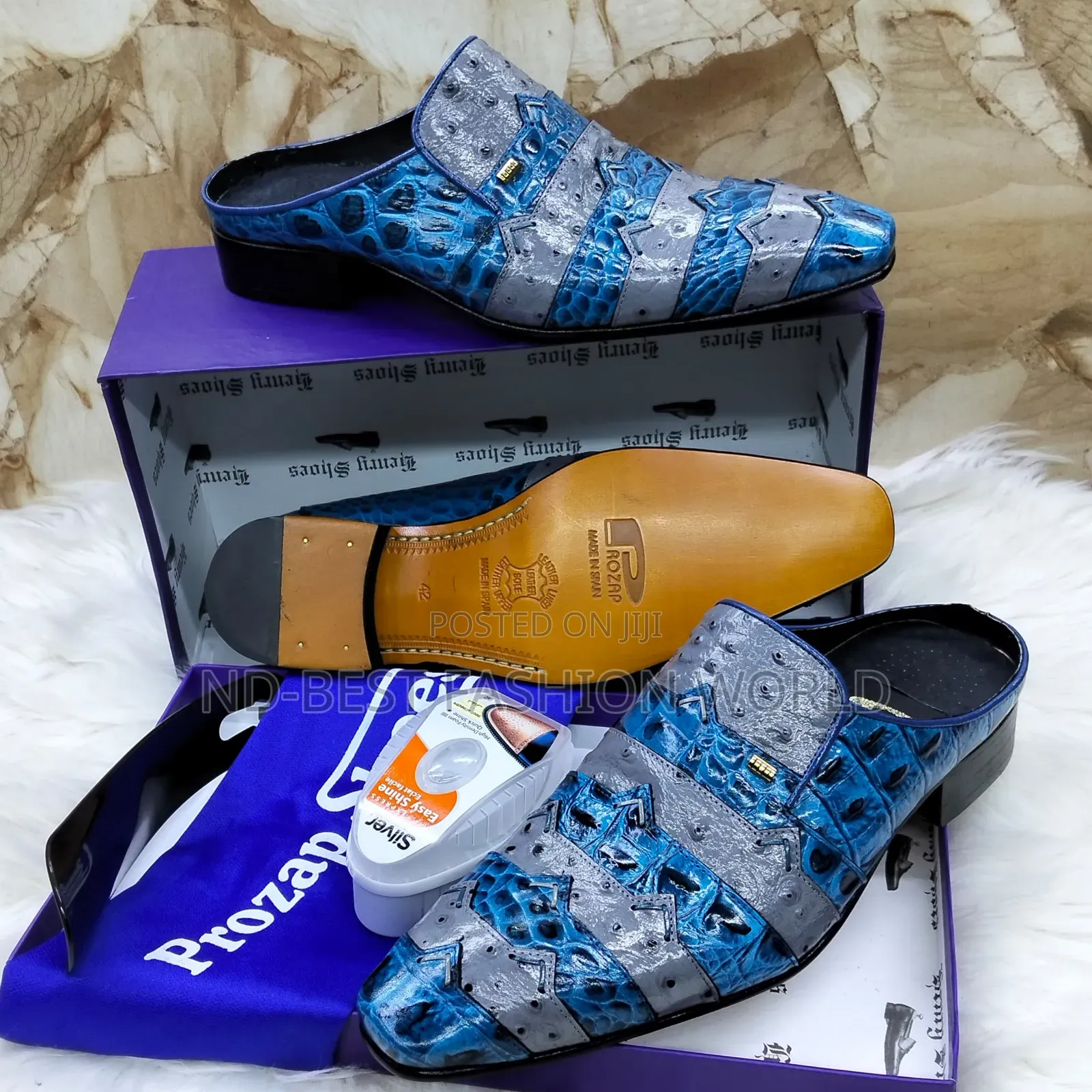 Blue Leather Matured Shoes