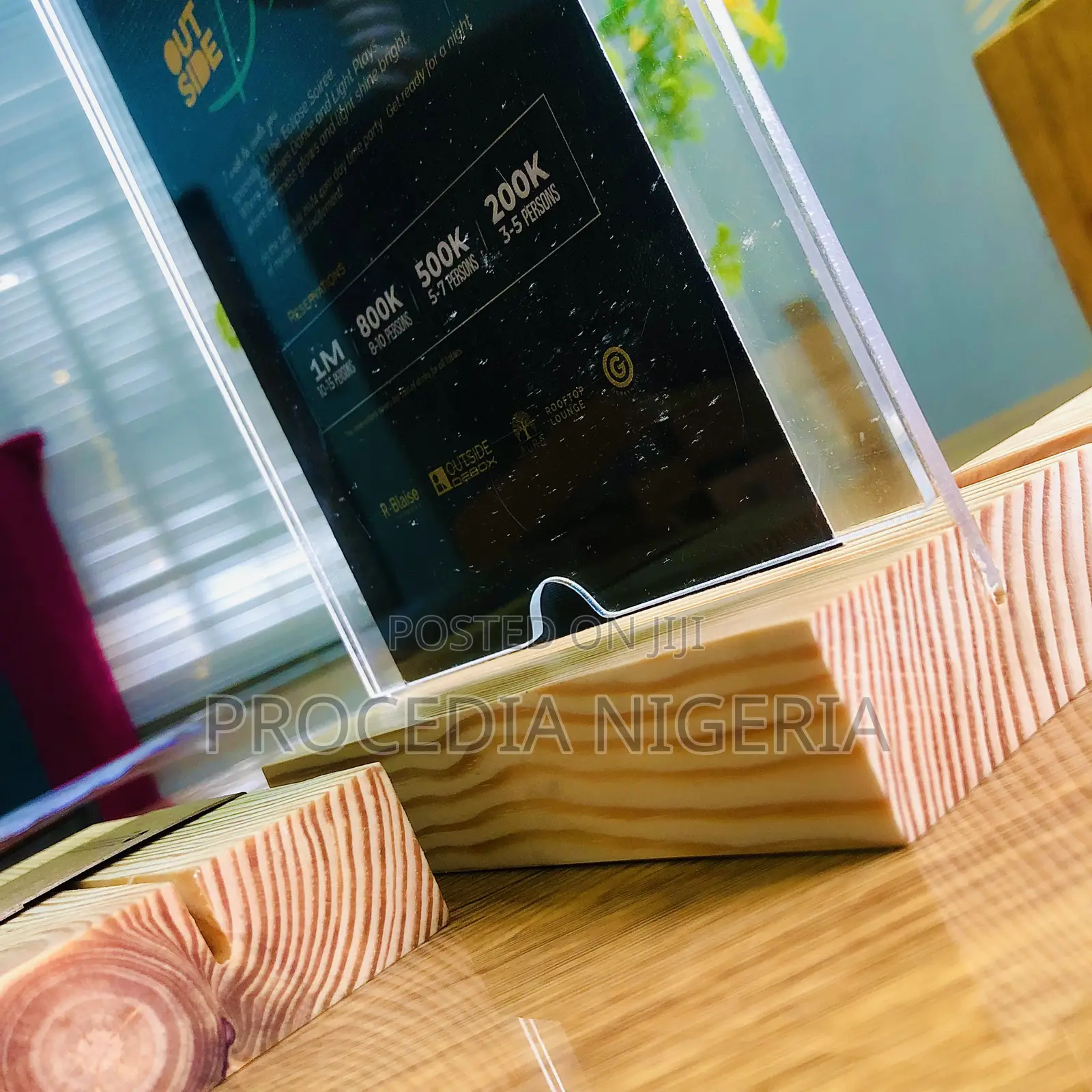 A4 Wooden Base Acrylic Display For Menu, Flyer, Insert Design