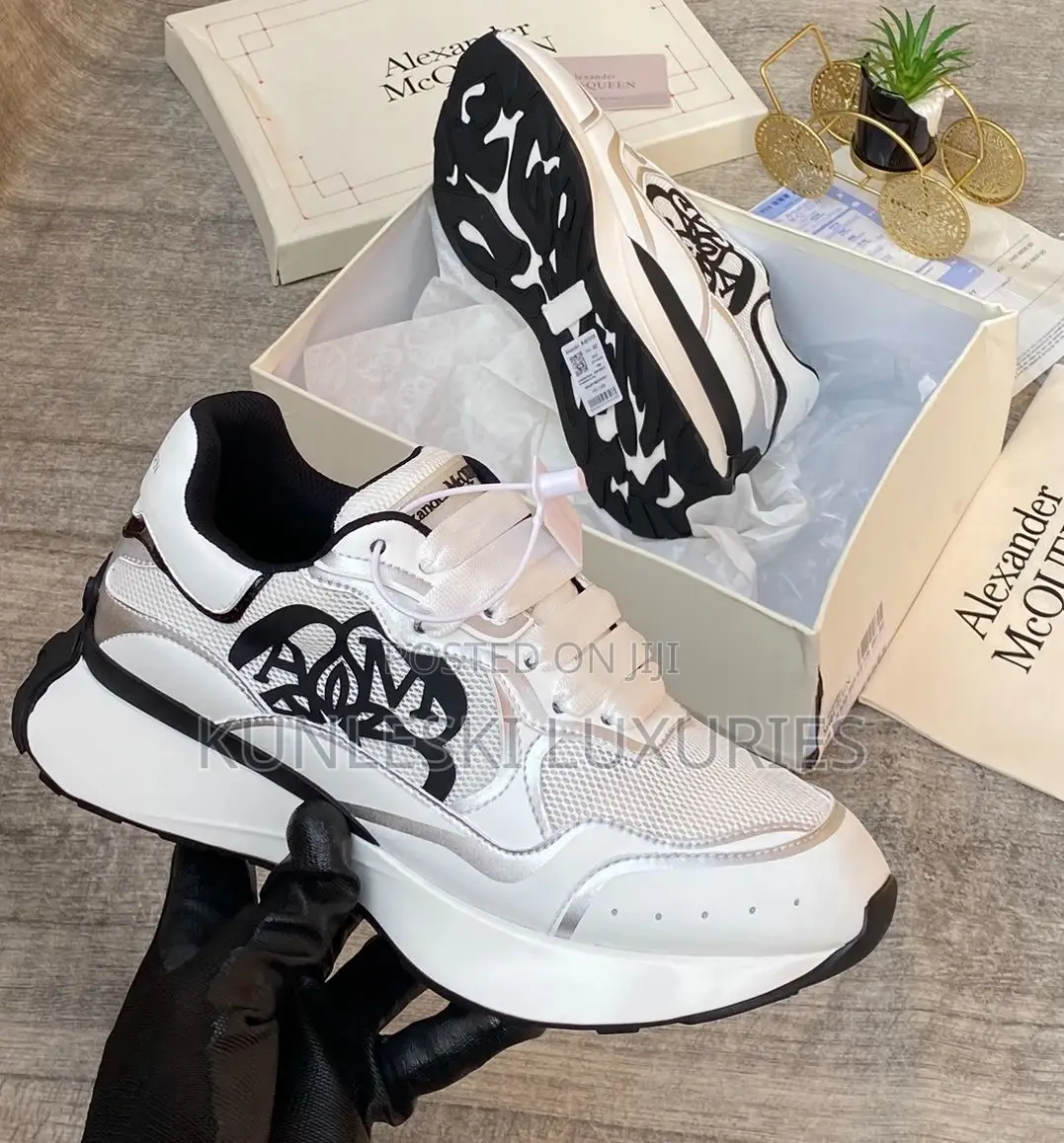 Original Alexander McQueen Silver Leather Sneakers