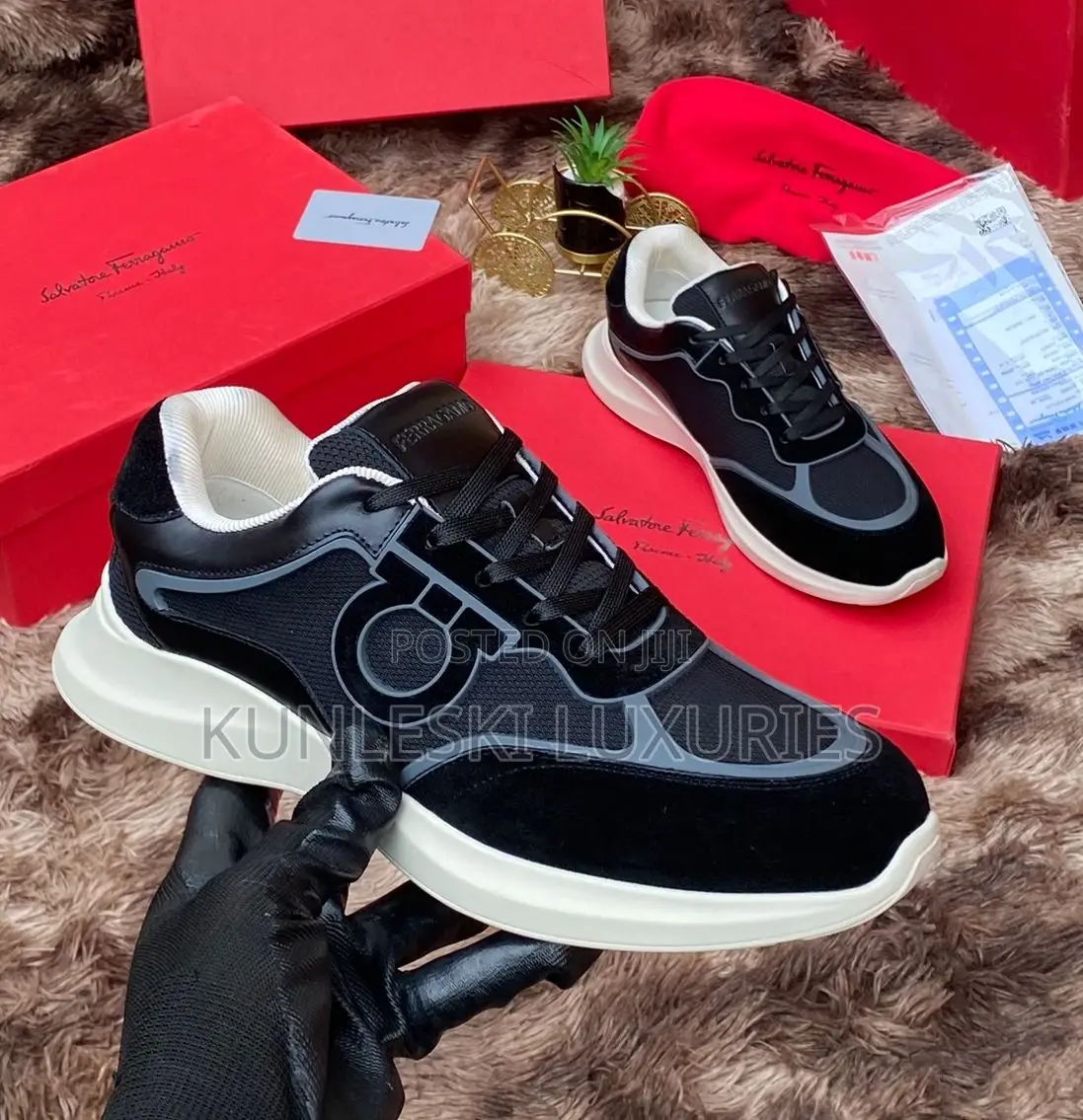 Original Salvatore Ferragamo Leather / Suede Luxury Sneakers