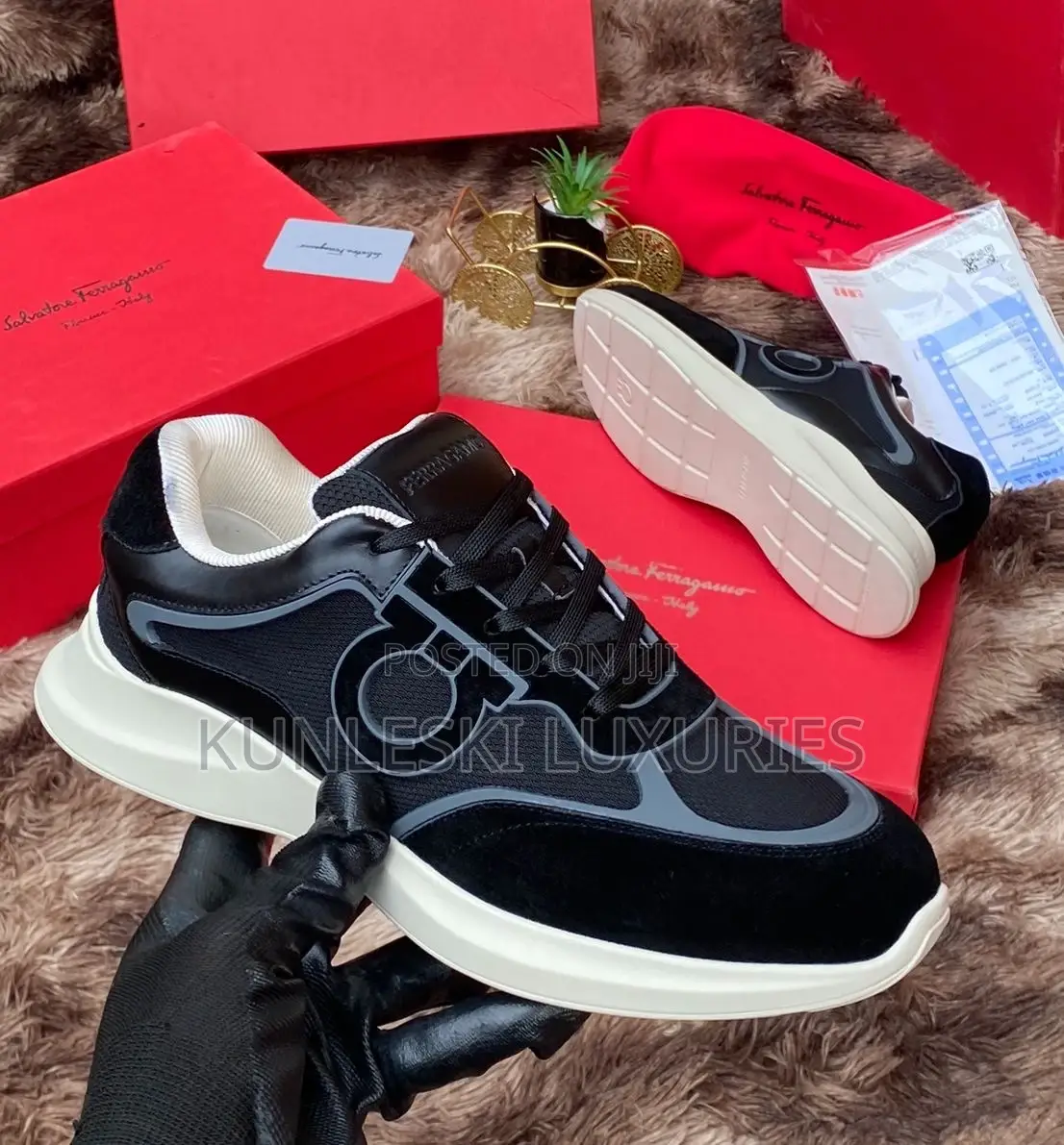 Original Salvatore Ferragamo Leather / Suede Luxury Sneakers