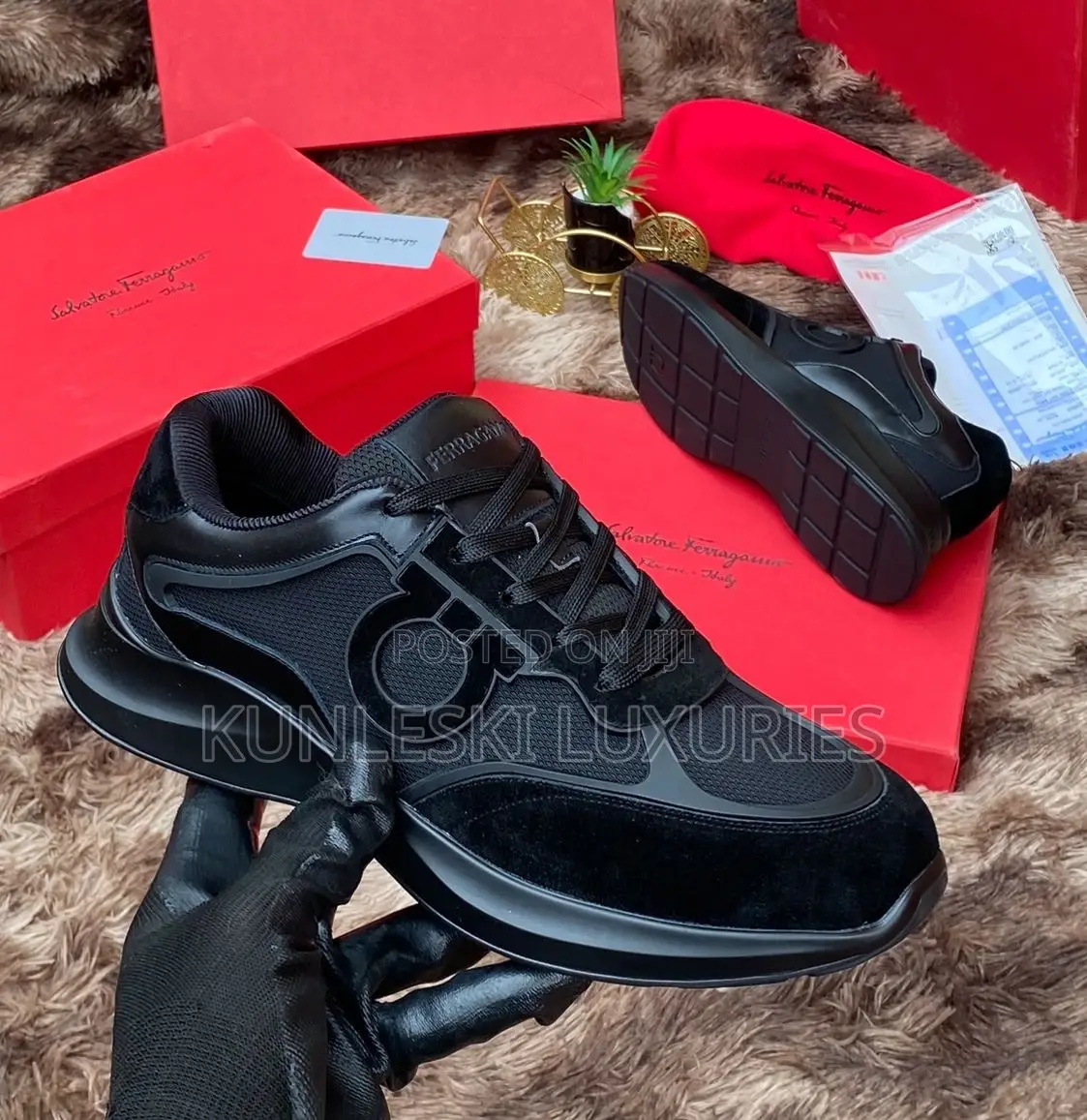 Original Salvatore Ferragamo Leather / Suede Luxury Sneakers