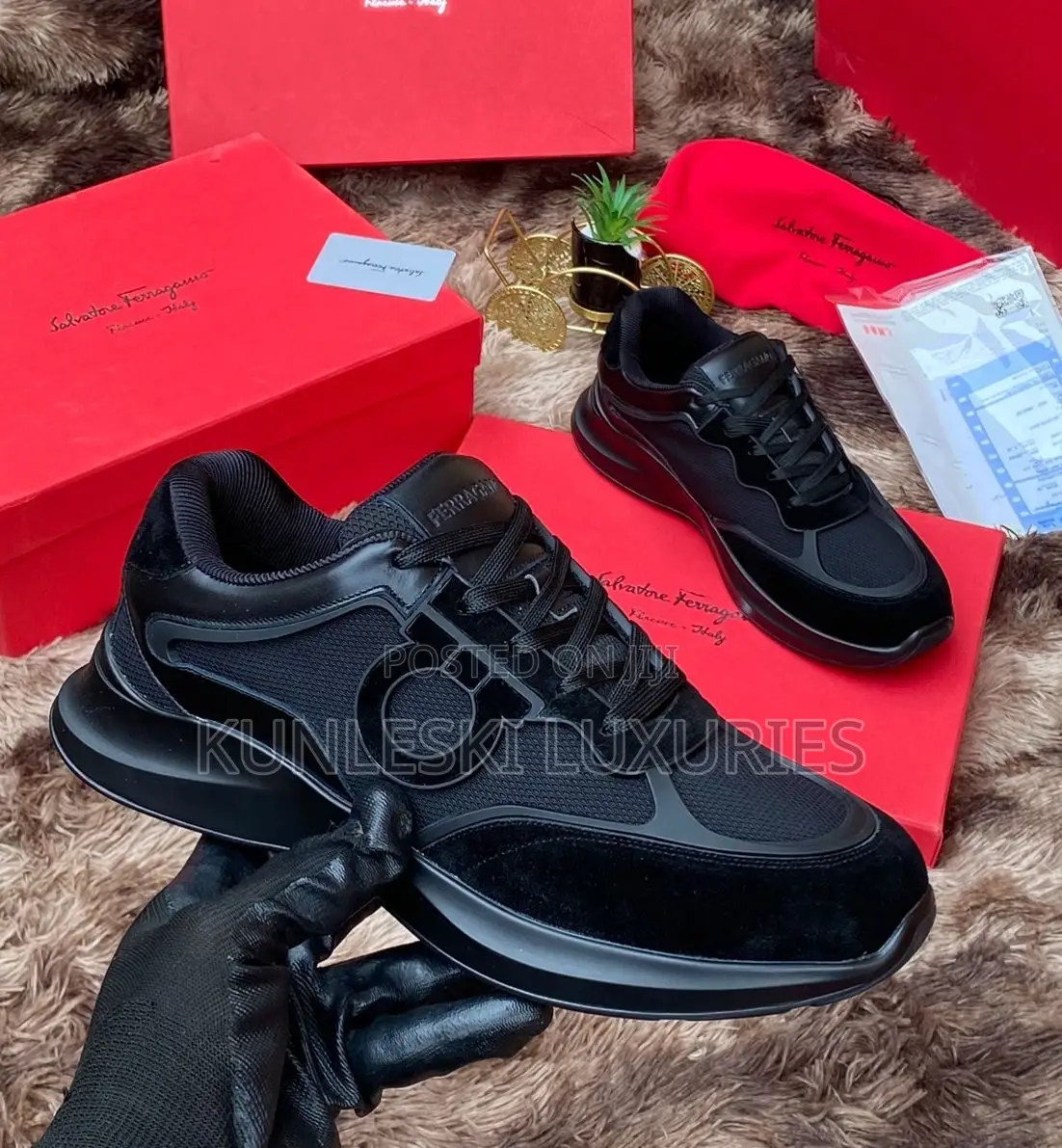 Original Salvatore Ferragamo Leather / Suede Luxury Sneakers