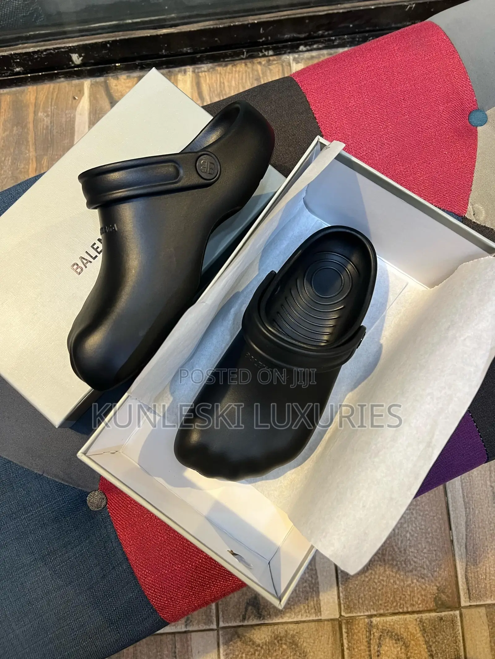 Original Balenciaga Black Rubber Clogs