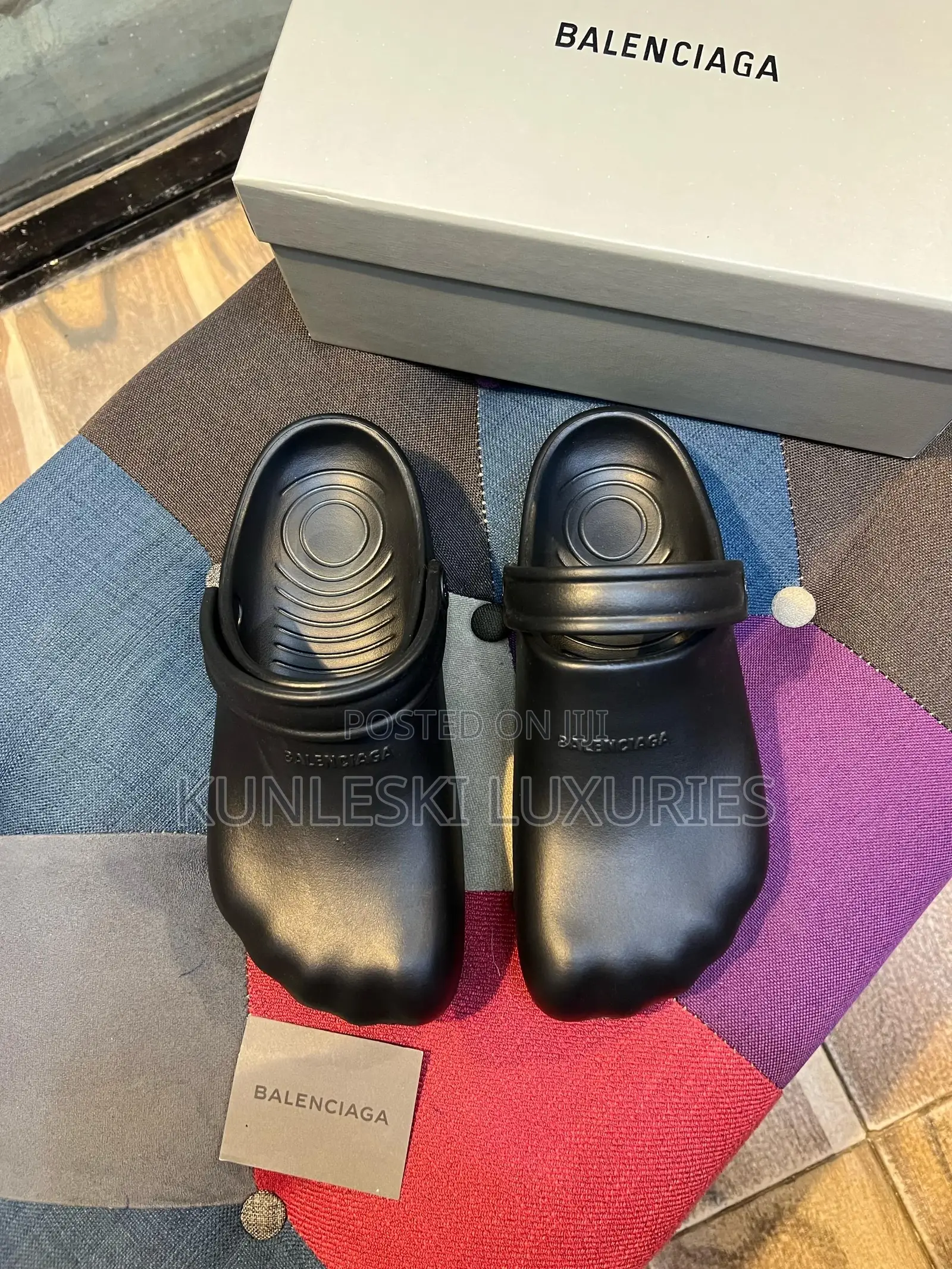 Original Balenciaga Black Rubber Clogs