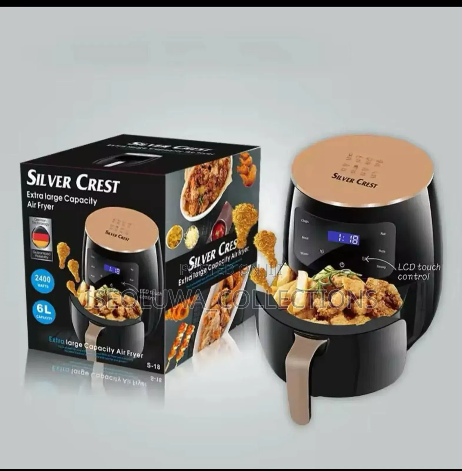 Silver Crest 6l Air Fryer – Extra Large, 2400w, LCD Touch Silver