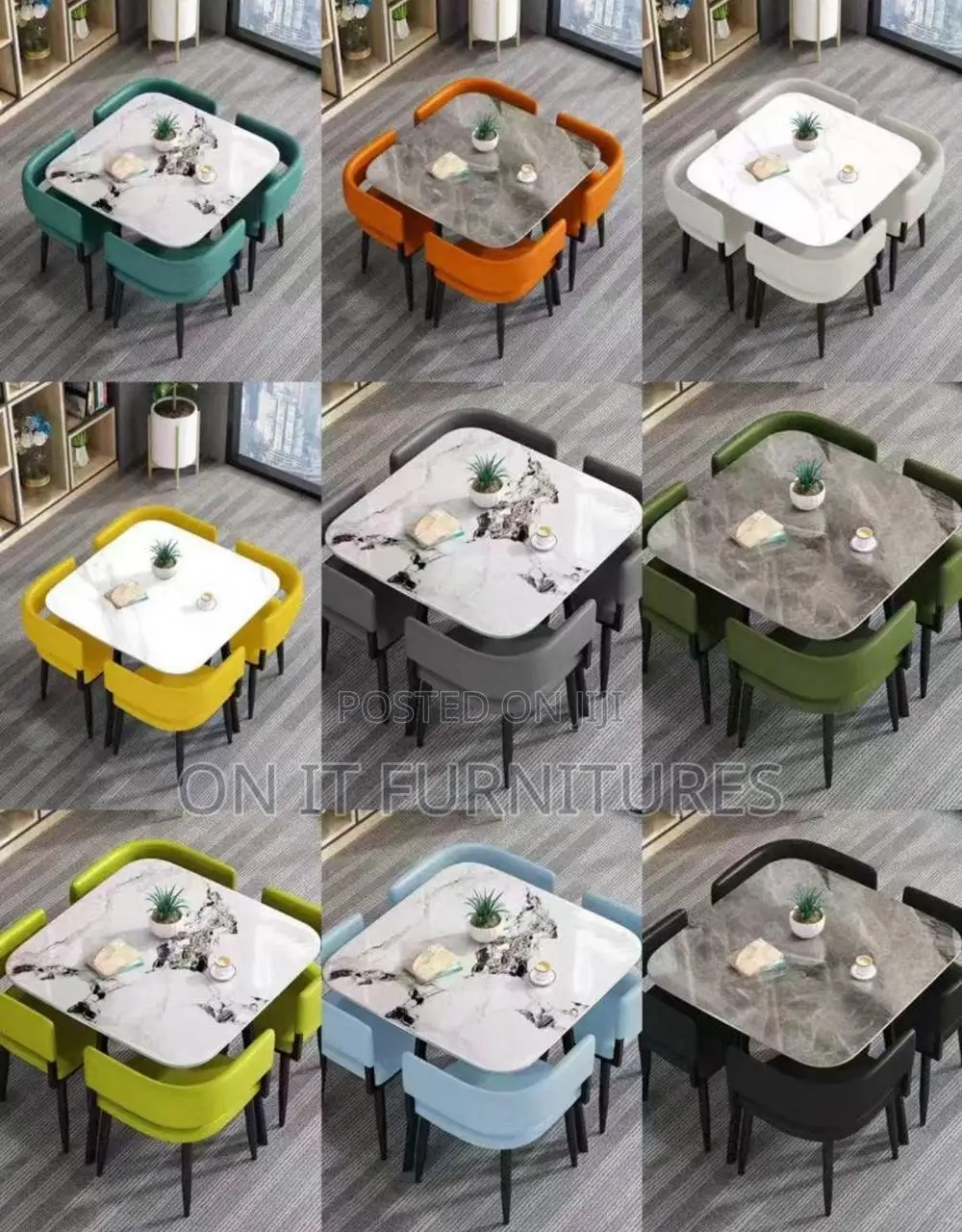 Marble Dining Table Set With 4 Chairs for Kitchen and Living Room.