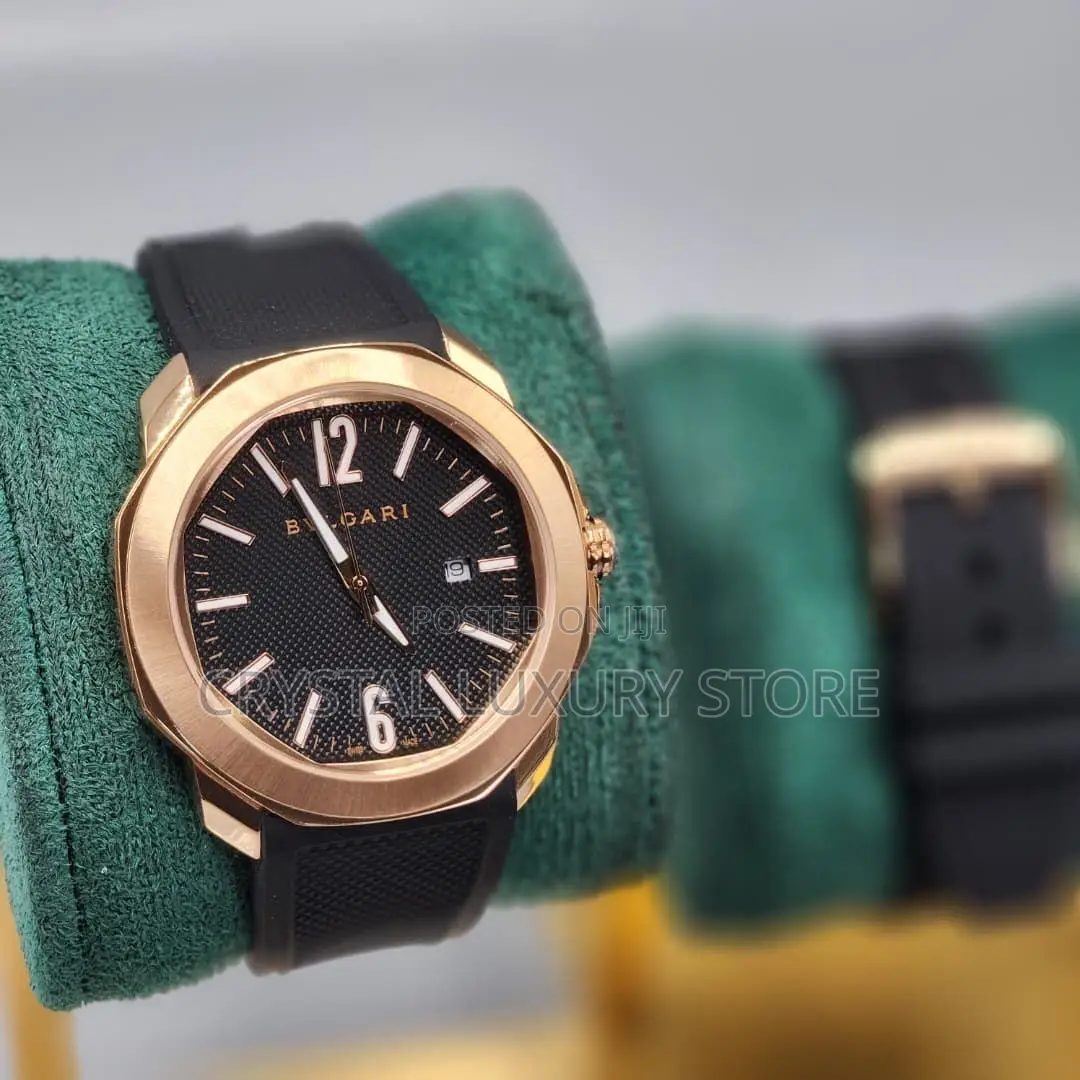 Bvlgari Quality Luxury Men Genuine Leather Wristwatch