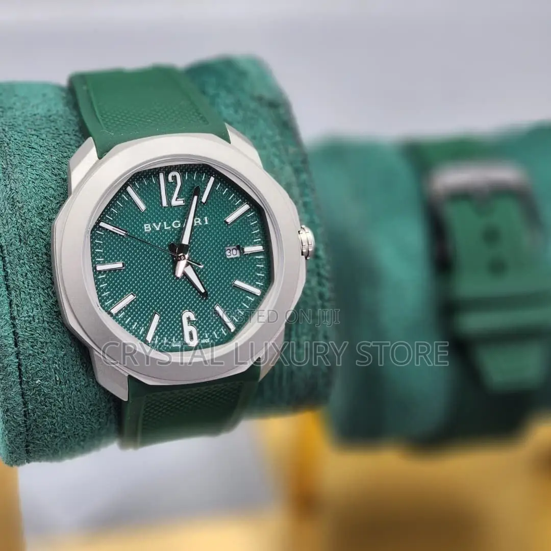 Bvlgari Quality Luxury Men Genuine Leather Wristwatch
