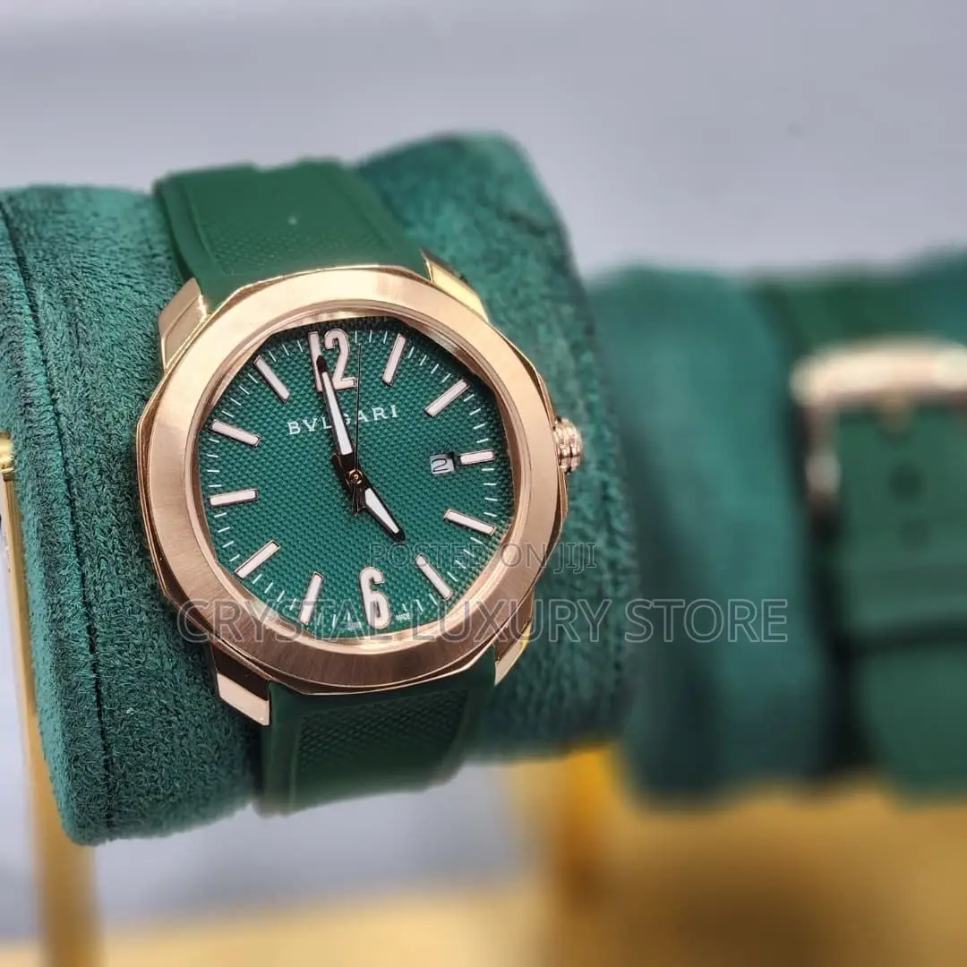 Bvlgari Quality Luxury Men Genuine Leather Wristwatch