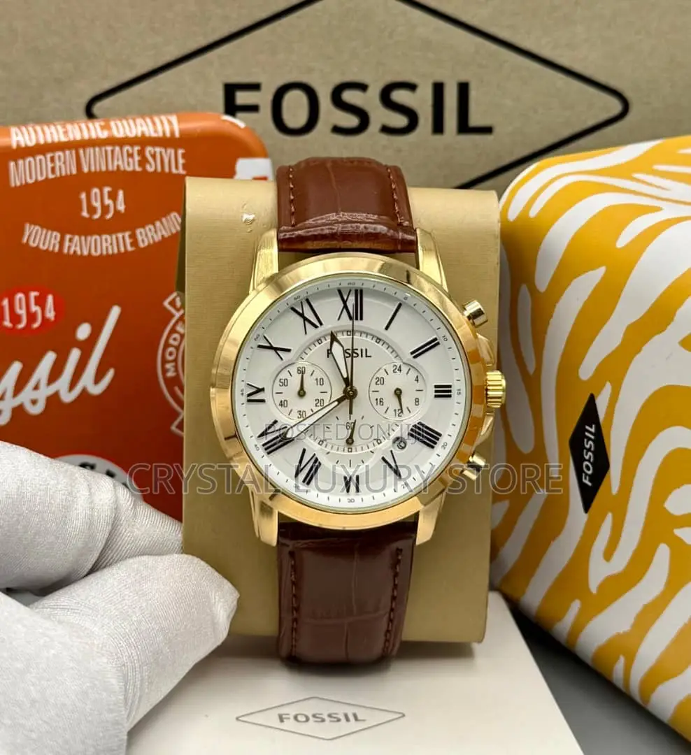 Fossil Quality Luxury Men Genuine Leather Wristwatch