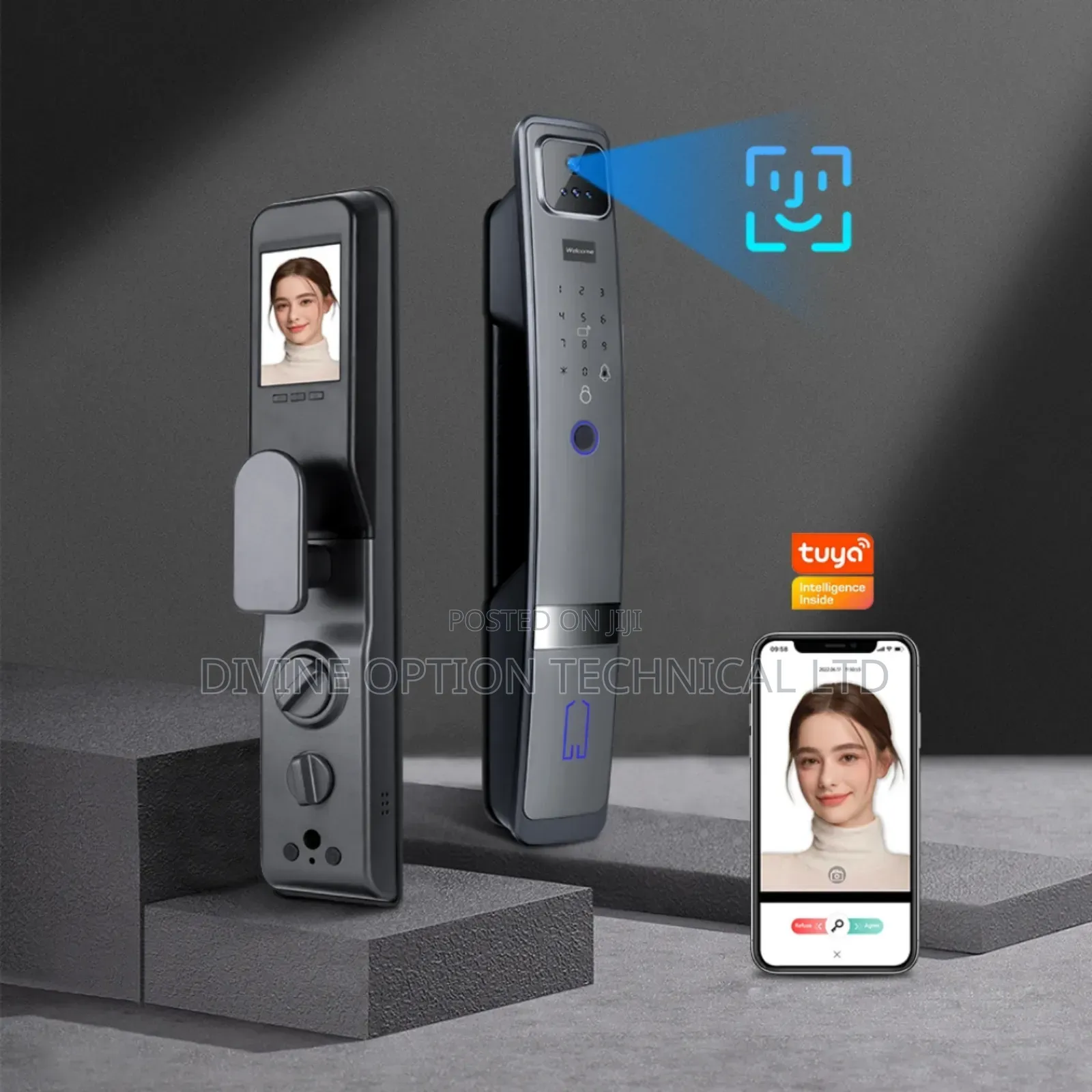 Tuya Facial Detection Electronic Wifi App Intelligent Door Lock