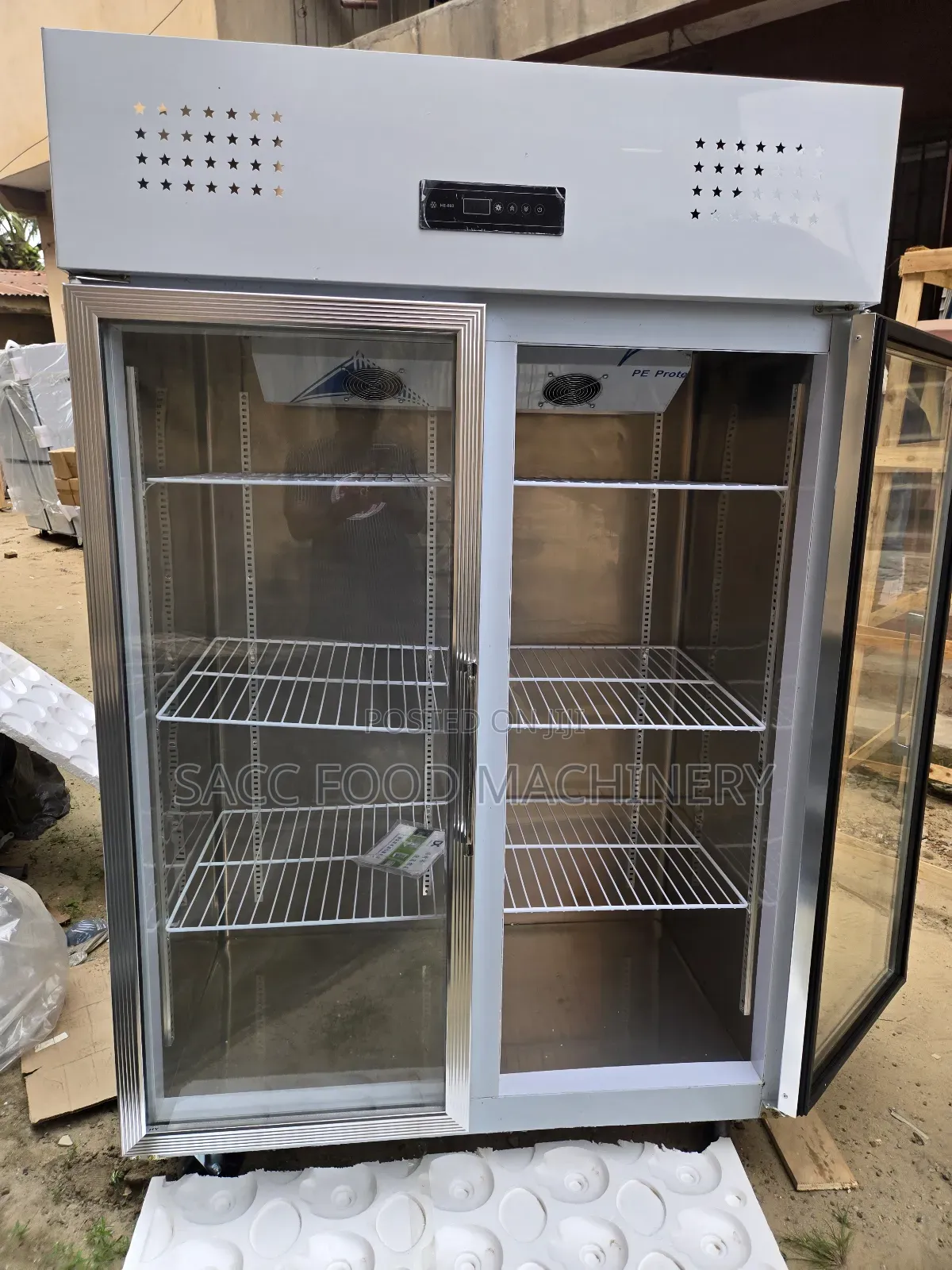 Industrial Double Door Stainless Display Freezer