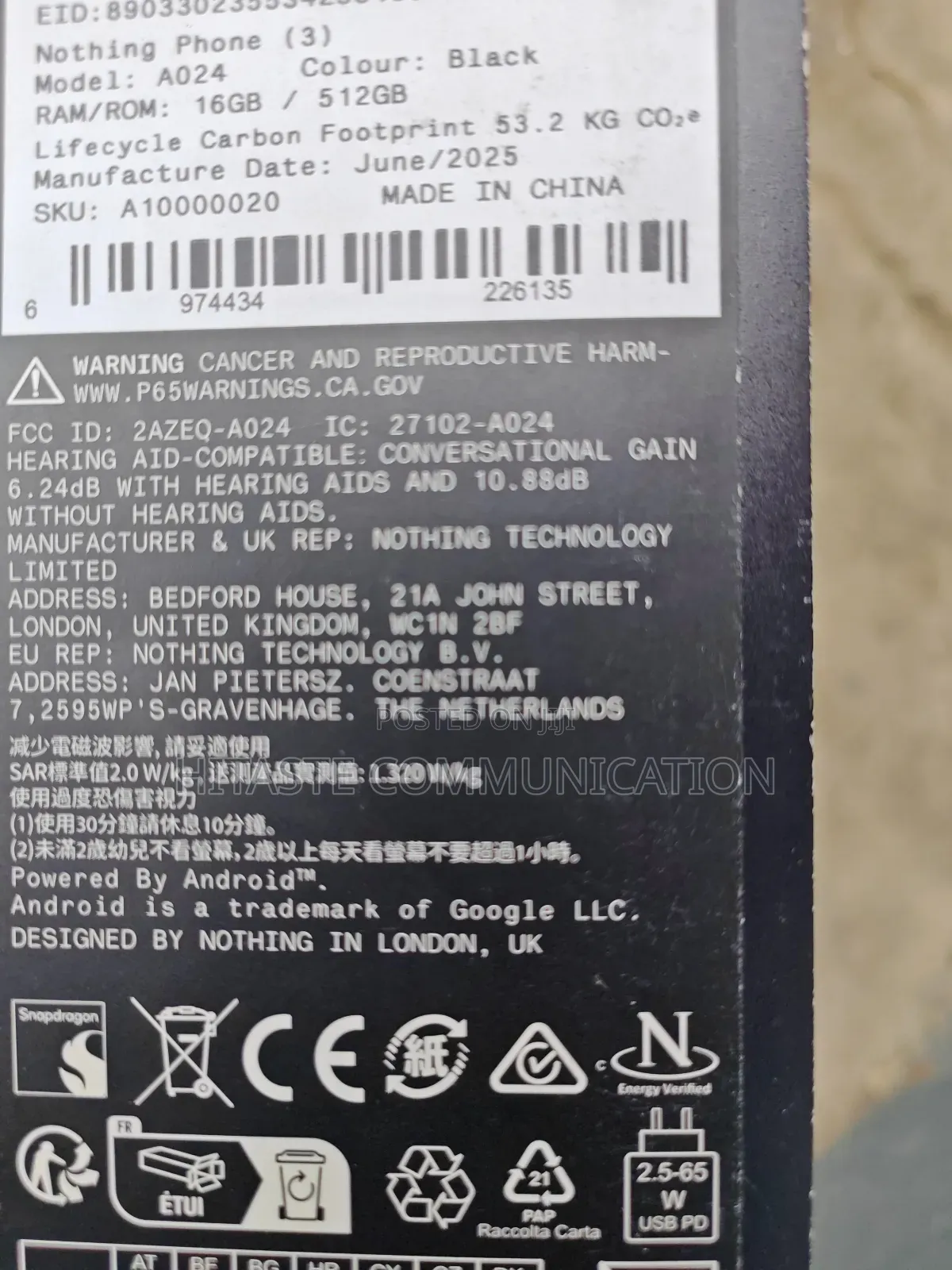 New Nothing Phone 3 512 GB Black