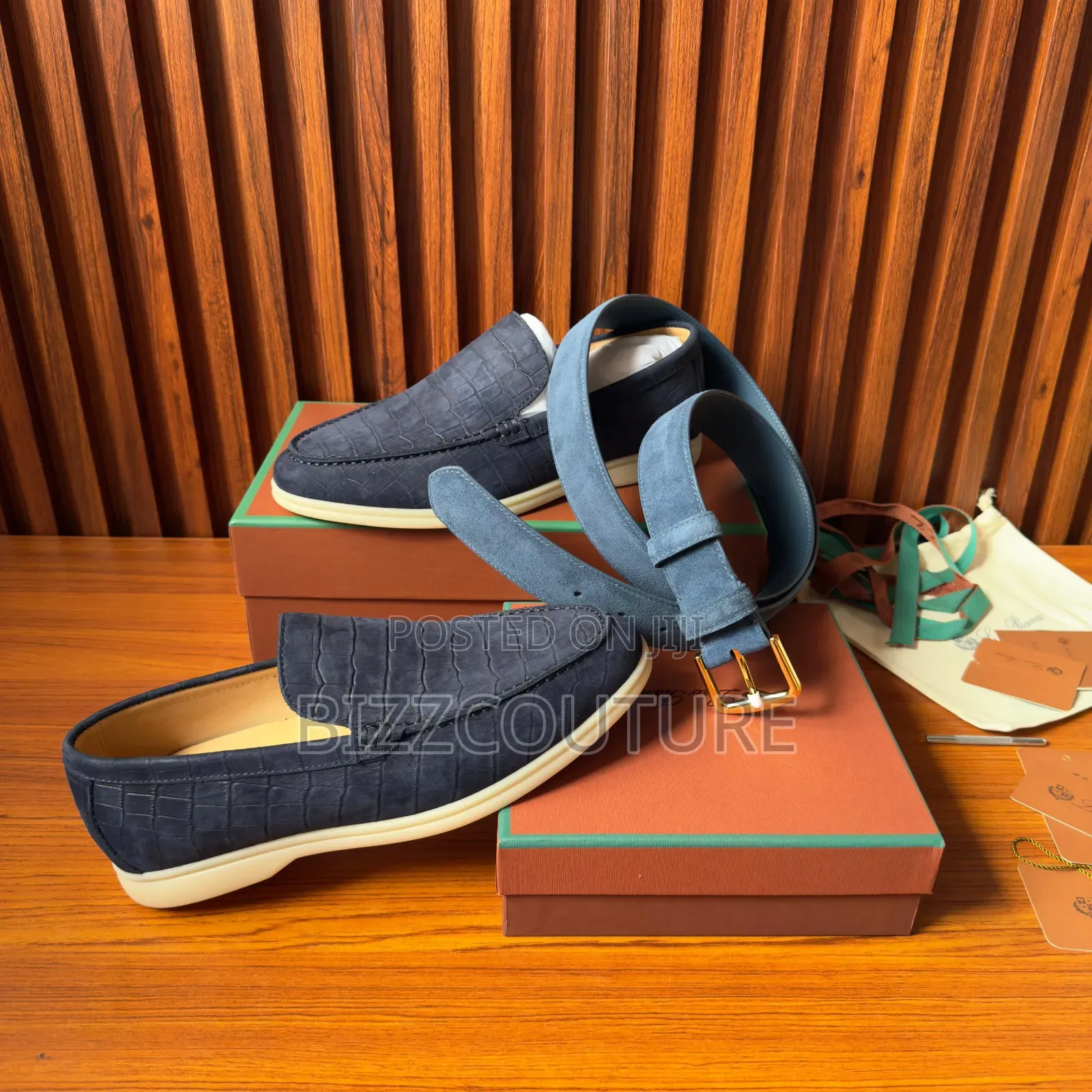 Original Loro Piana Moccasin Suede Blue Available in Store