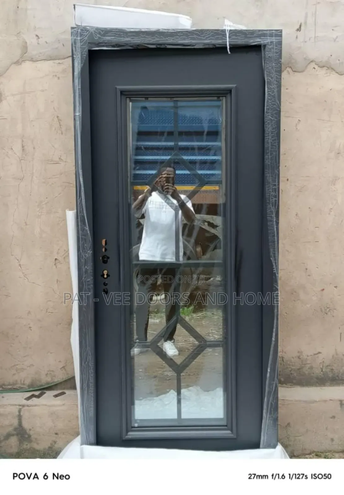 3ft by 7 Black Glass Door