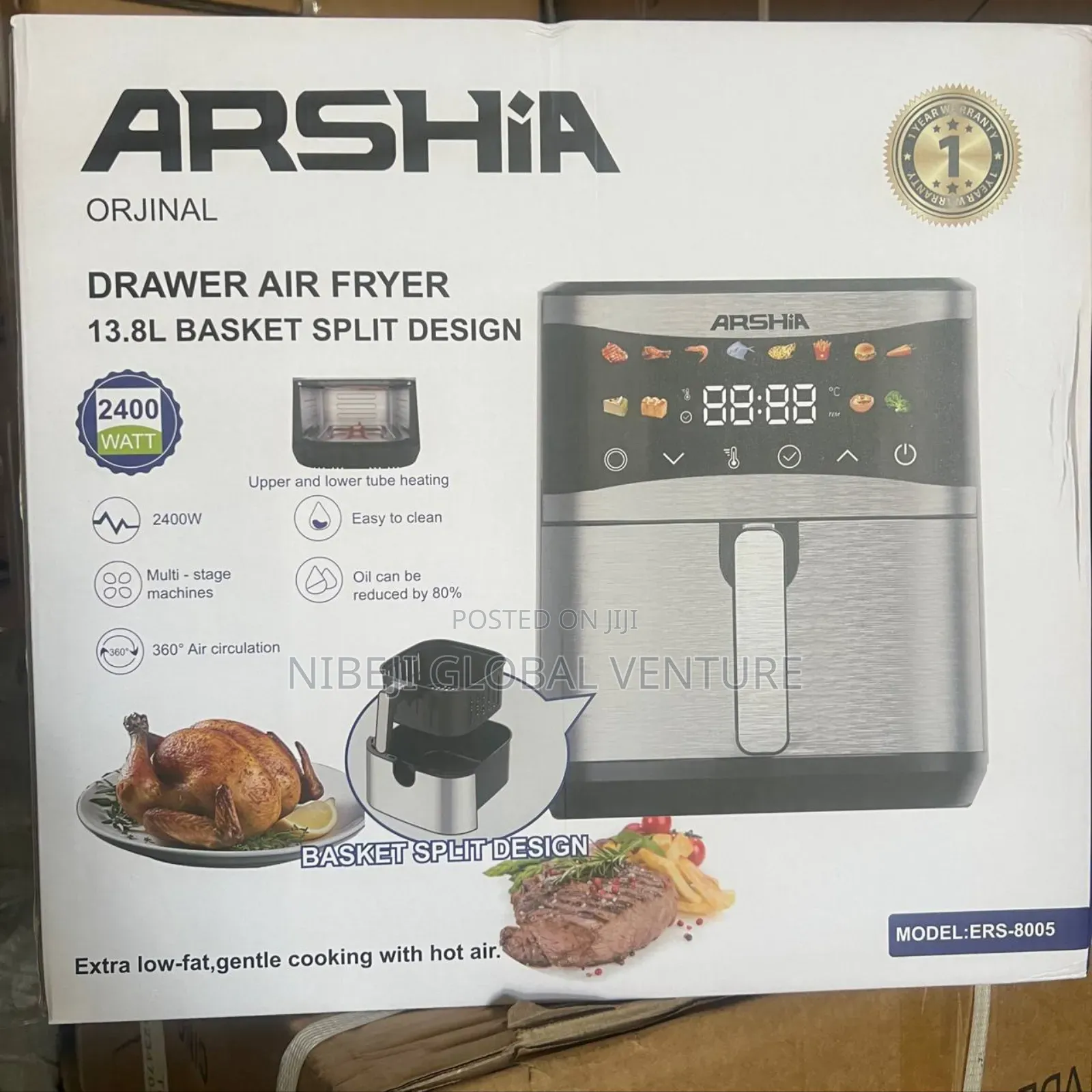 13.8liters Arshia Air Fryer Stainless Steel
