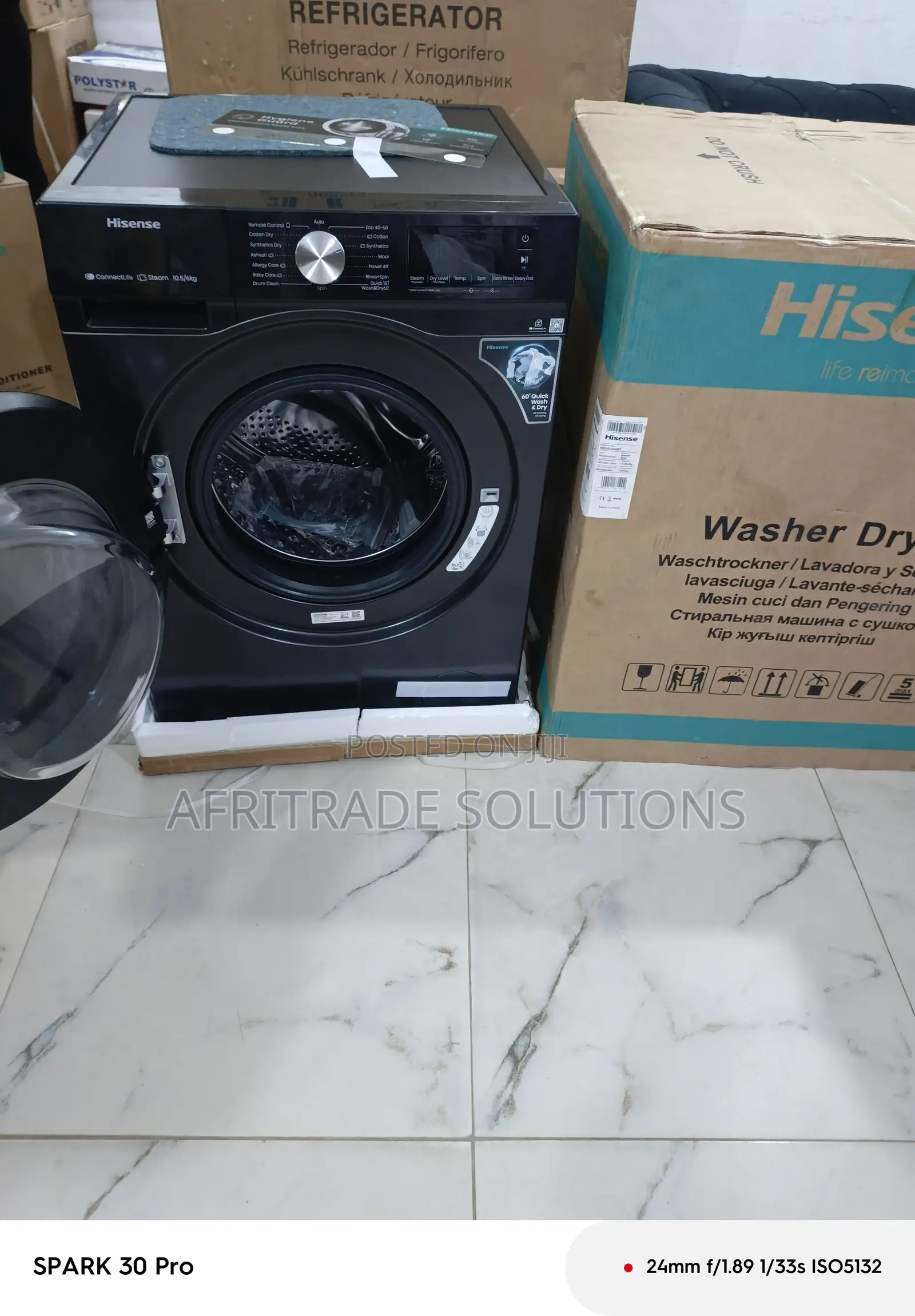 Hisense 10.5 Kg Front Load Wash Dry– 1400 Rpm, Stainless Drum