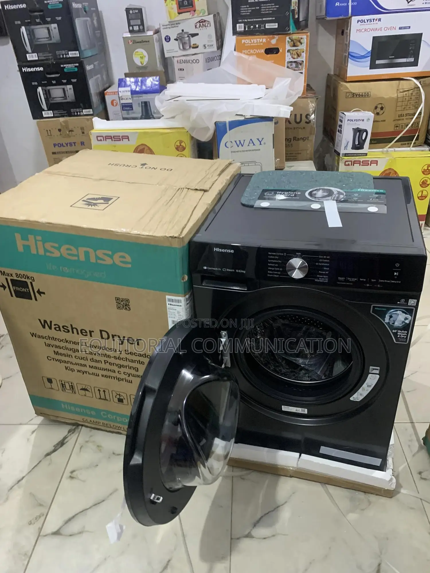 Hisense 10.5/6kg All-in-One Wash/Dryer–Steam Function,Energy Efficient