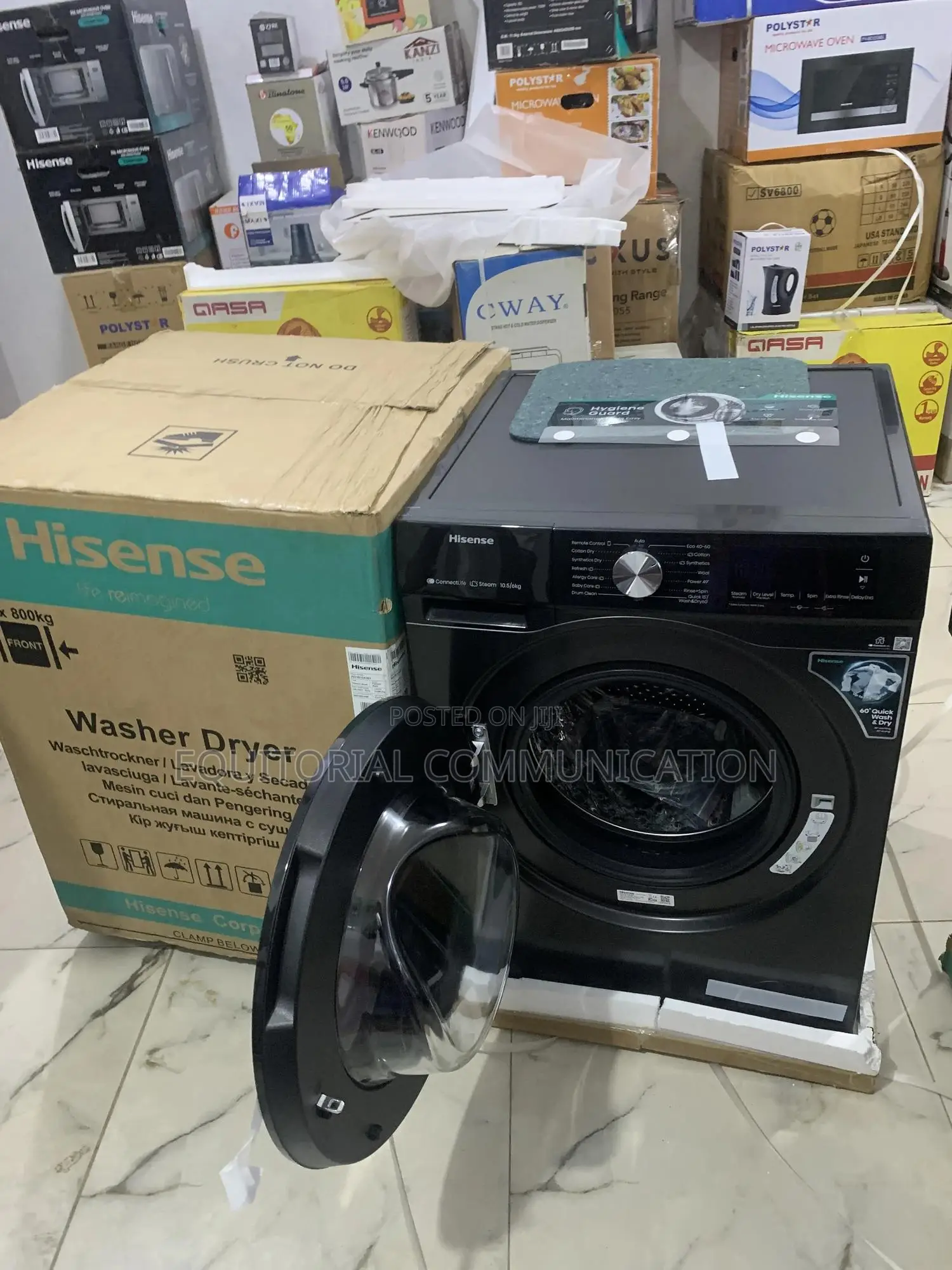 Hisense 10.5/6kg All-in-One Wash/Dryer–Steam Function,Energy Efficient