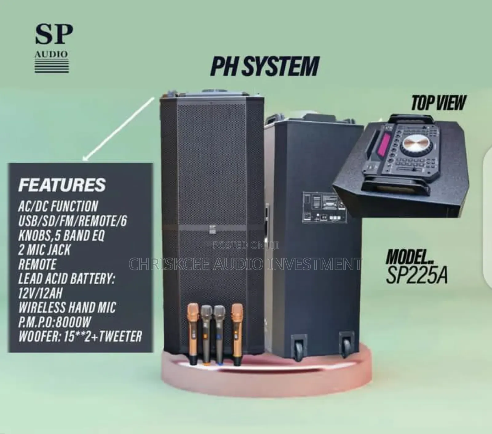 Sound Prince Sp225a Double 15" Public Address System