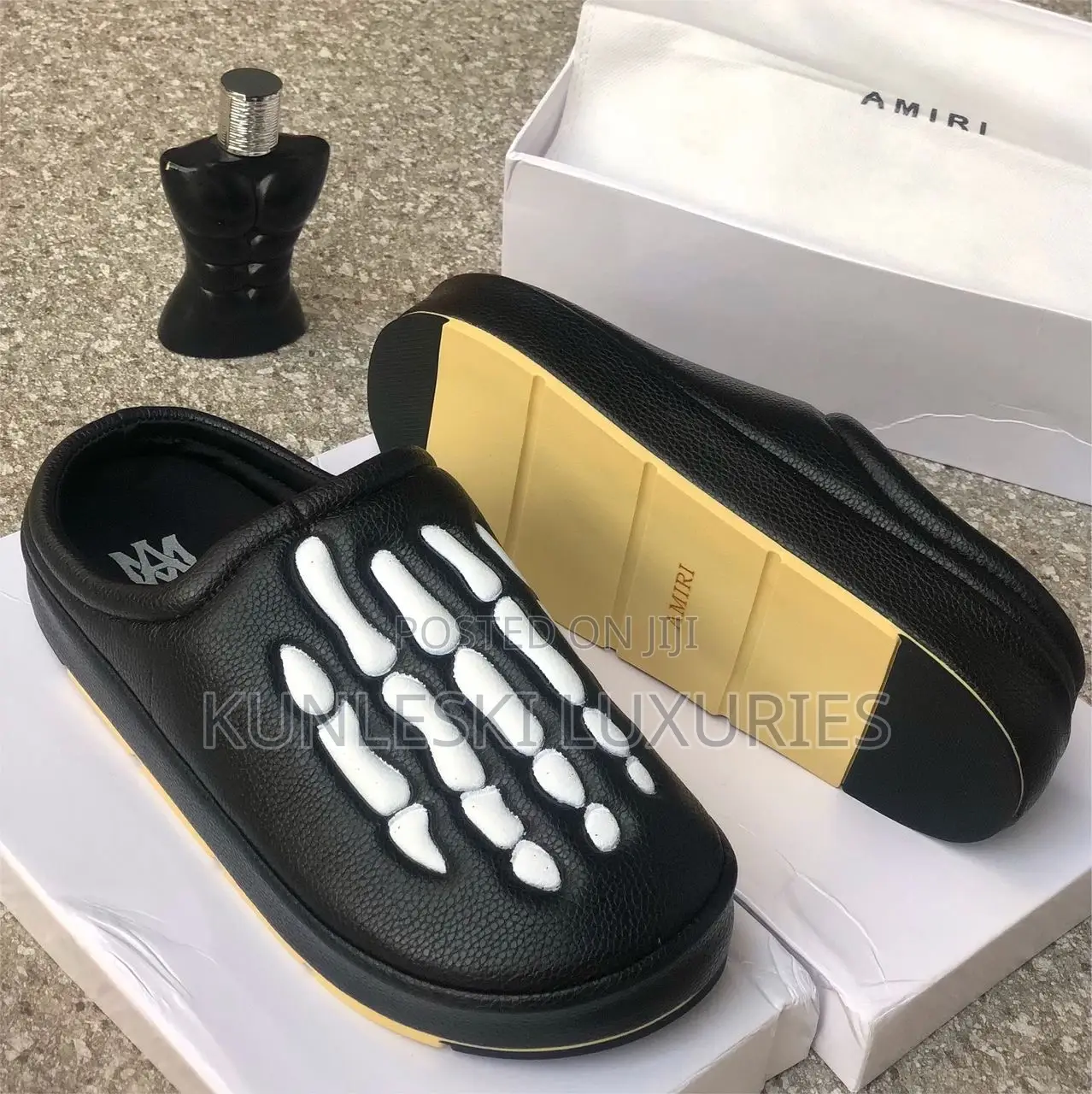 Original Amiri Skeleton Designs Black Half Shoe