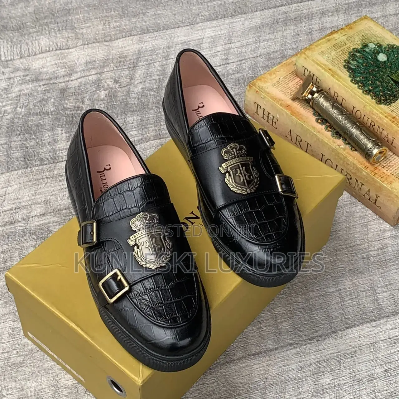 Original Billionaire Black Brown Casual Leather Sneakers for Men’S