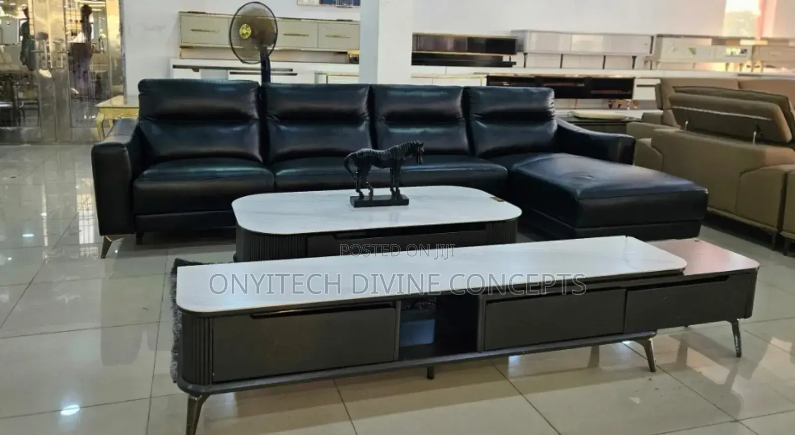 Luxury Recline 4in1 Turkish Sofa Black L Shape