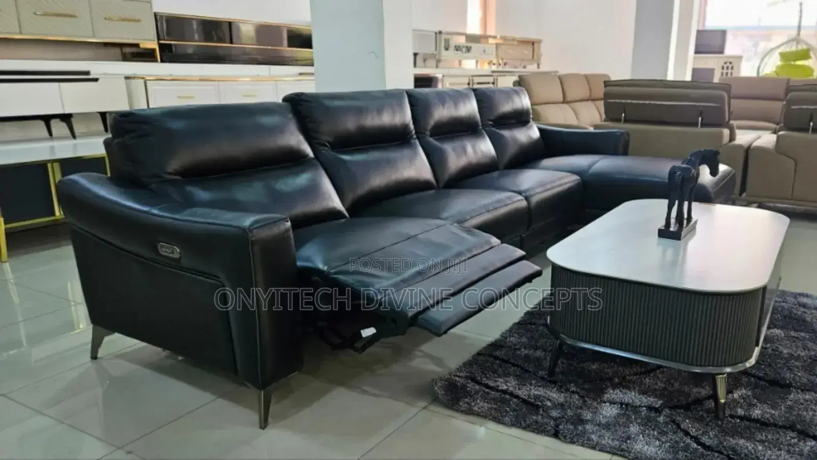 Luxury Recline 4in1 Turkish Sofa Black L Shape