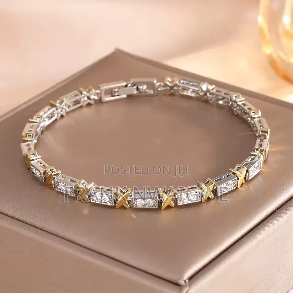 -Gold-Plated X-Shaped Full Zircon Bracelet High Quality