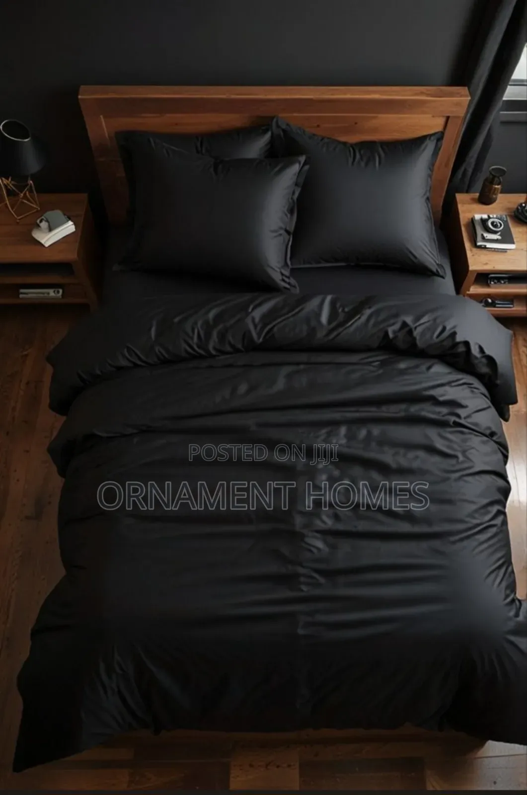 Plain Black Bedsheet Duvet and Pillowcases