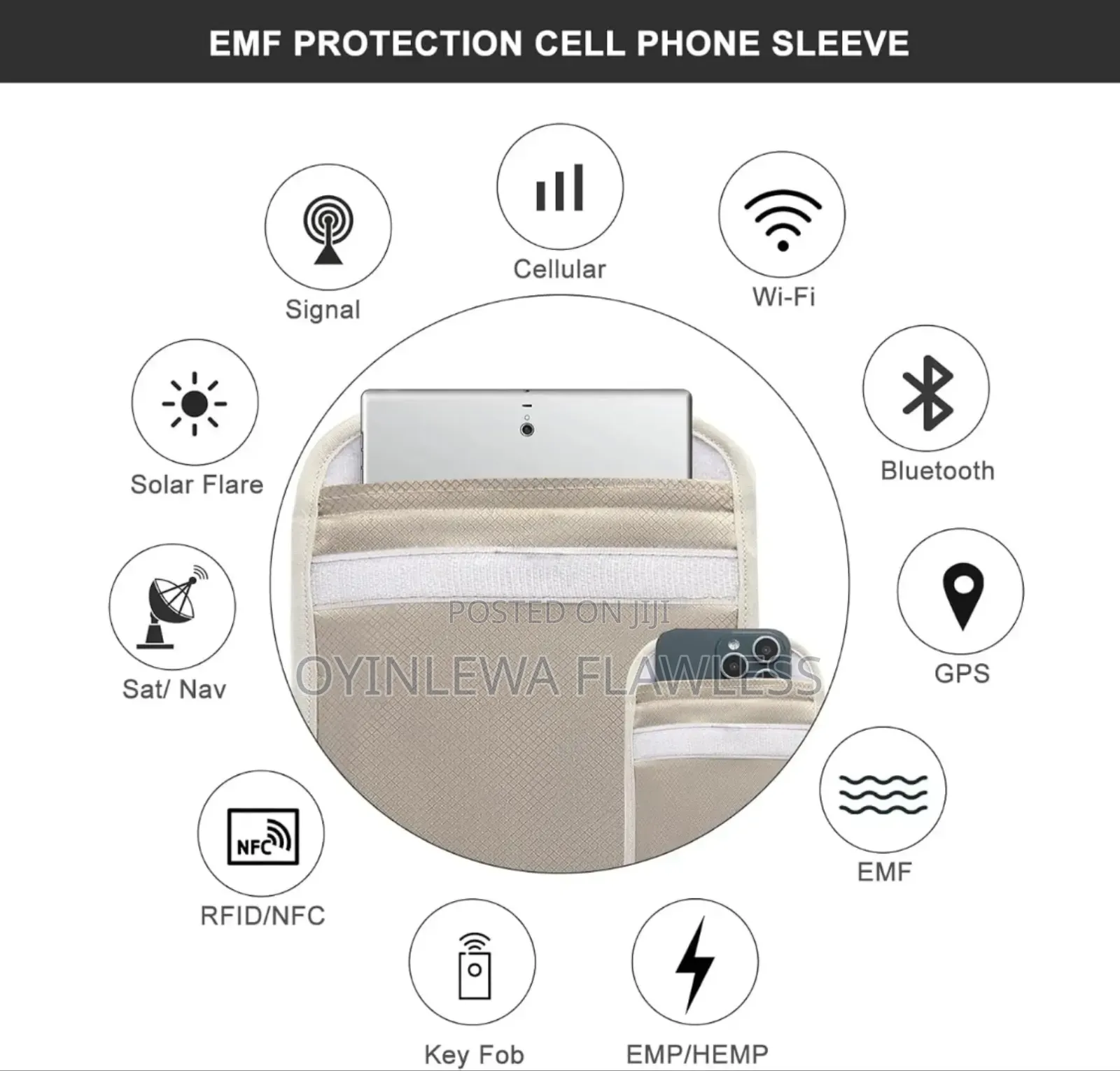 Quantum Radiation Proof 7inches Faraday Emf Phone Pouch