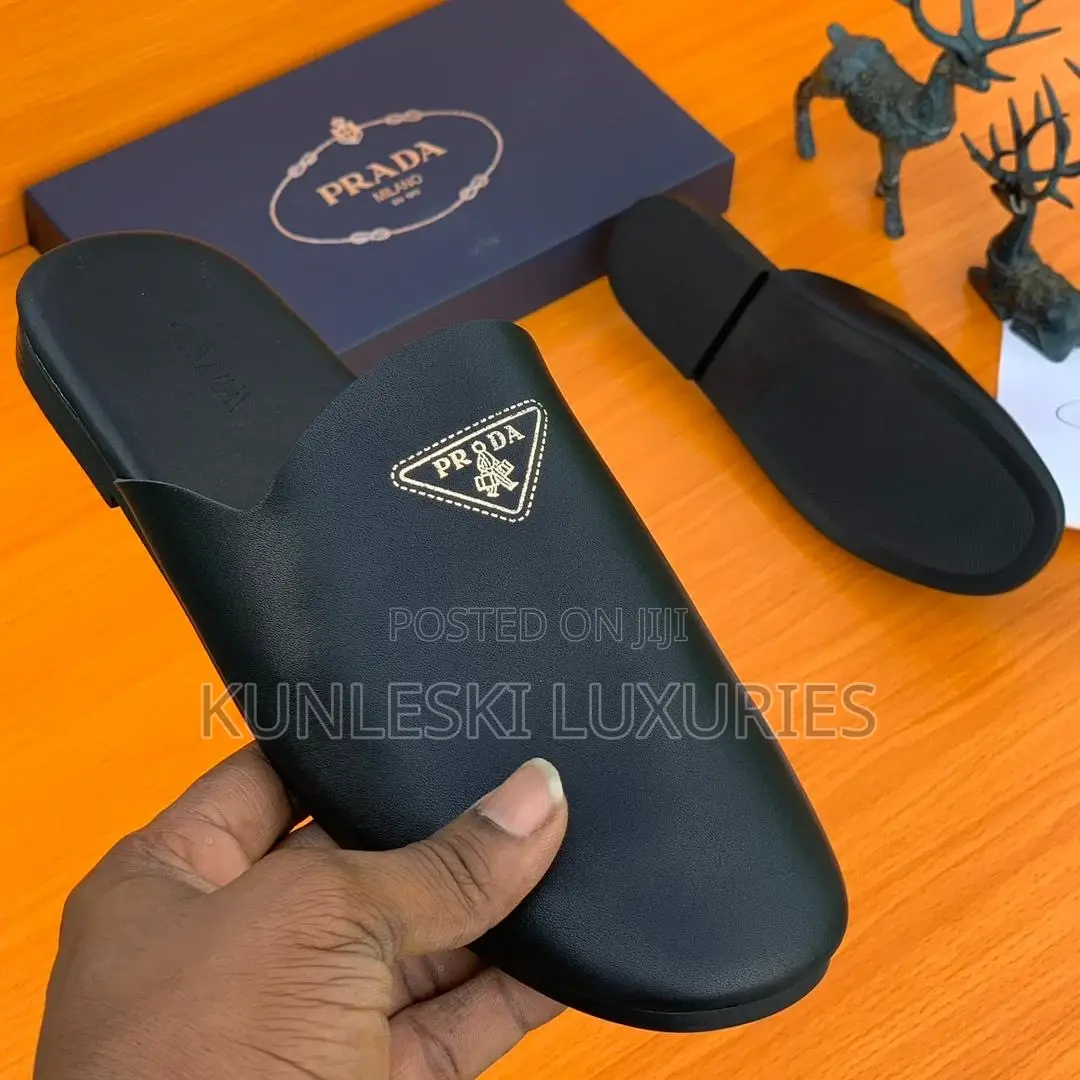 Original Prada Black Casual Leather Half Shoe