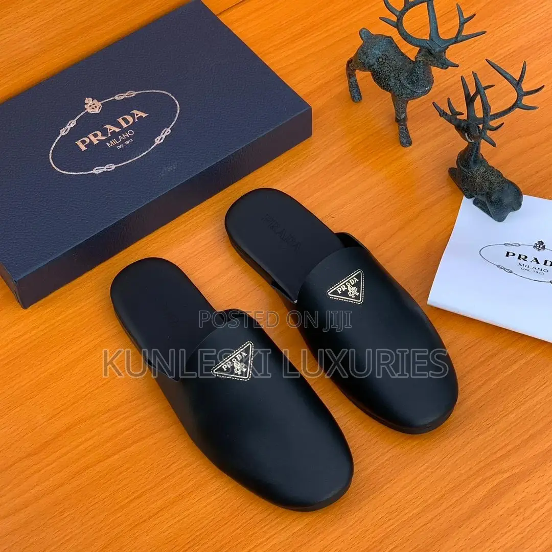 Original Prada Black Casual Leather Half Shoe