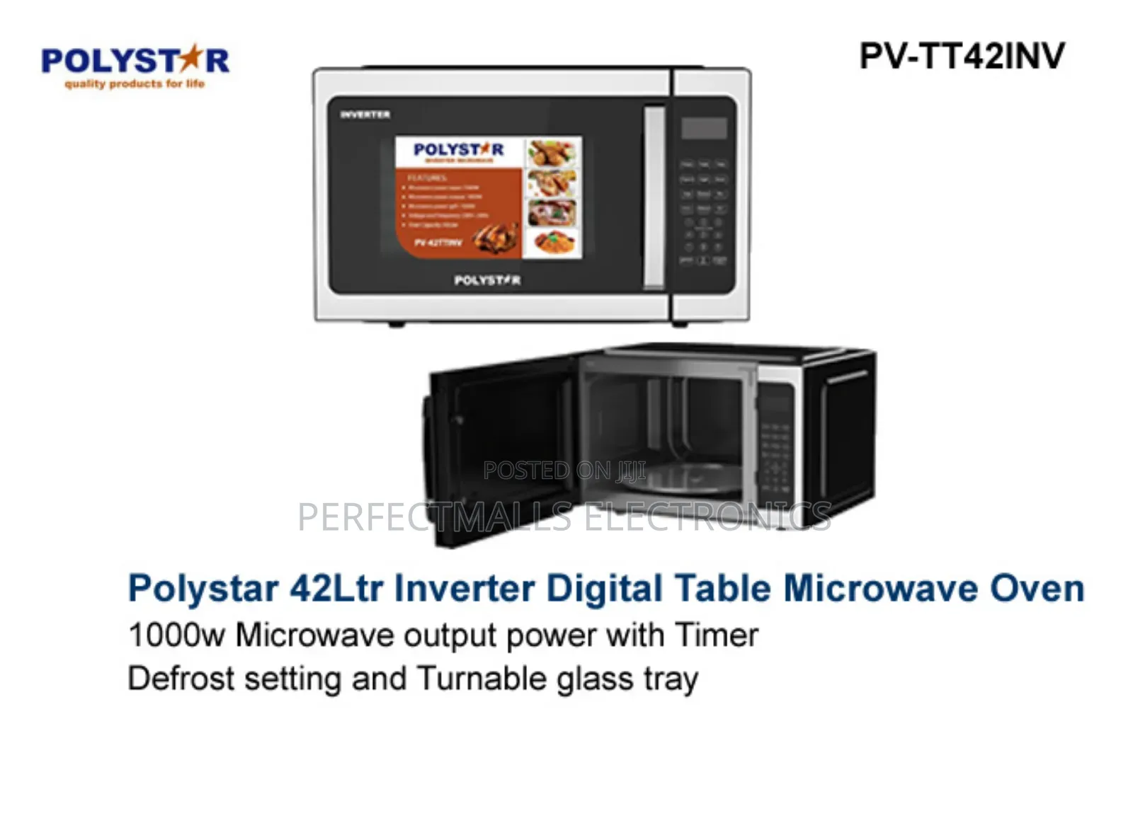 Polystar 42l Inverter Microwave Oven With Grill Pv-42ttinv – Digital